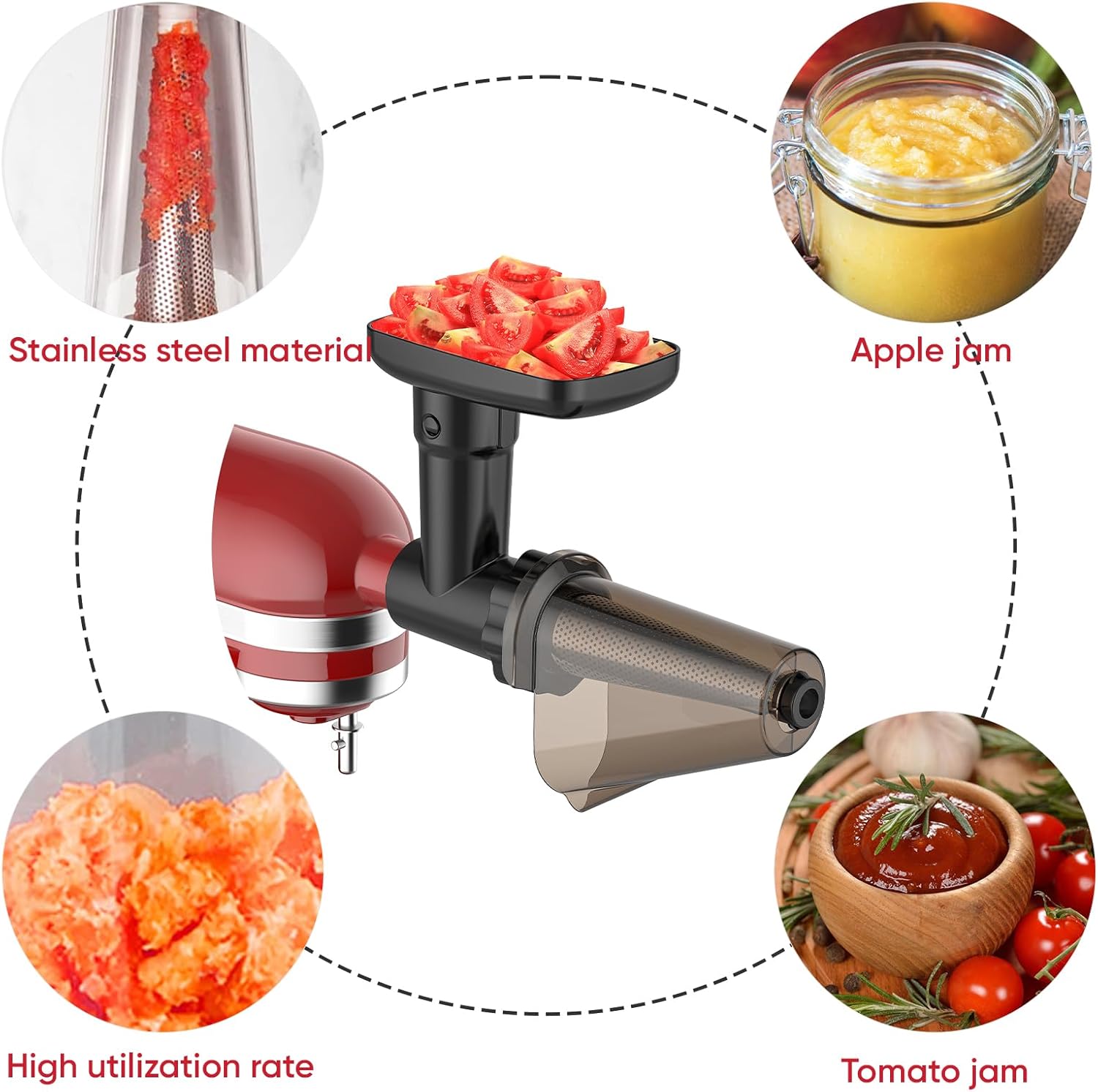HOZODO Fruit Veg Strainer Meat Grinder for Kitchenaid Mixers