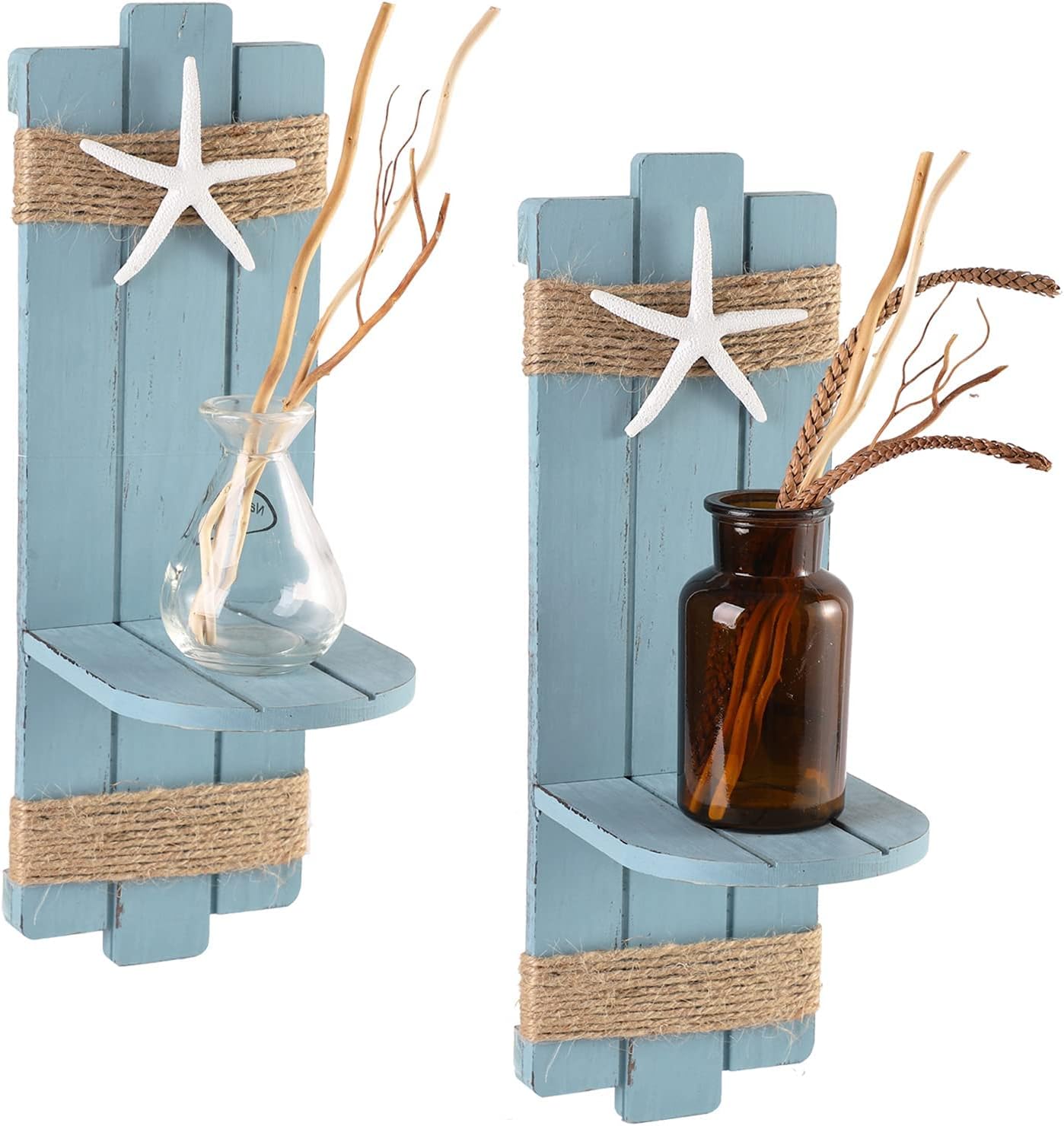 SOMTO Beach Starfish Wall Candle Sconces Set of 2