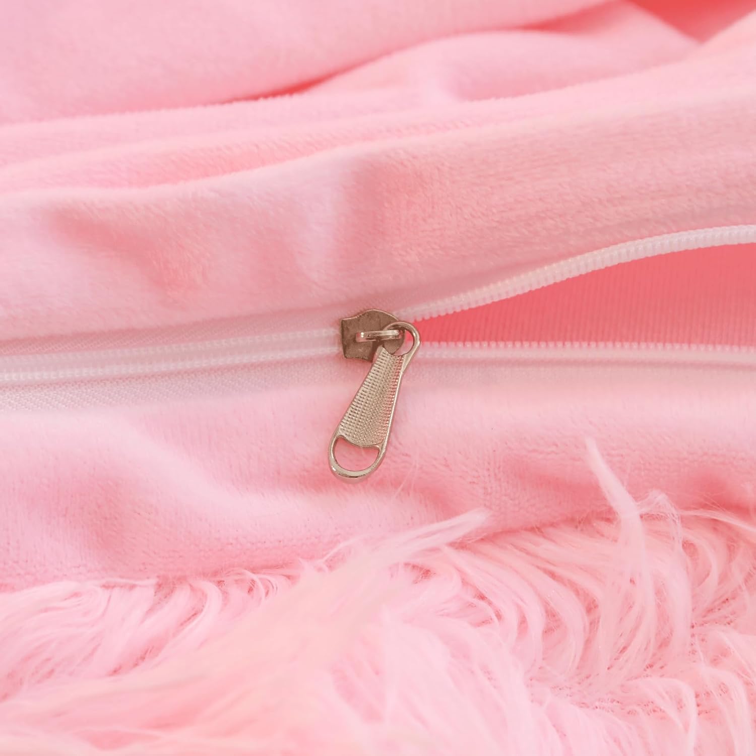 Fluffy Pink Duvet Cover Twin Set with Furry Pillow Cases