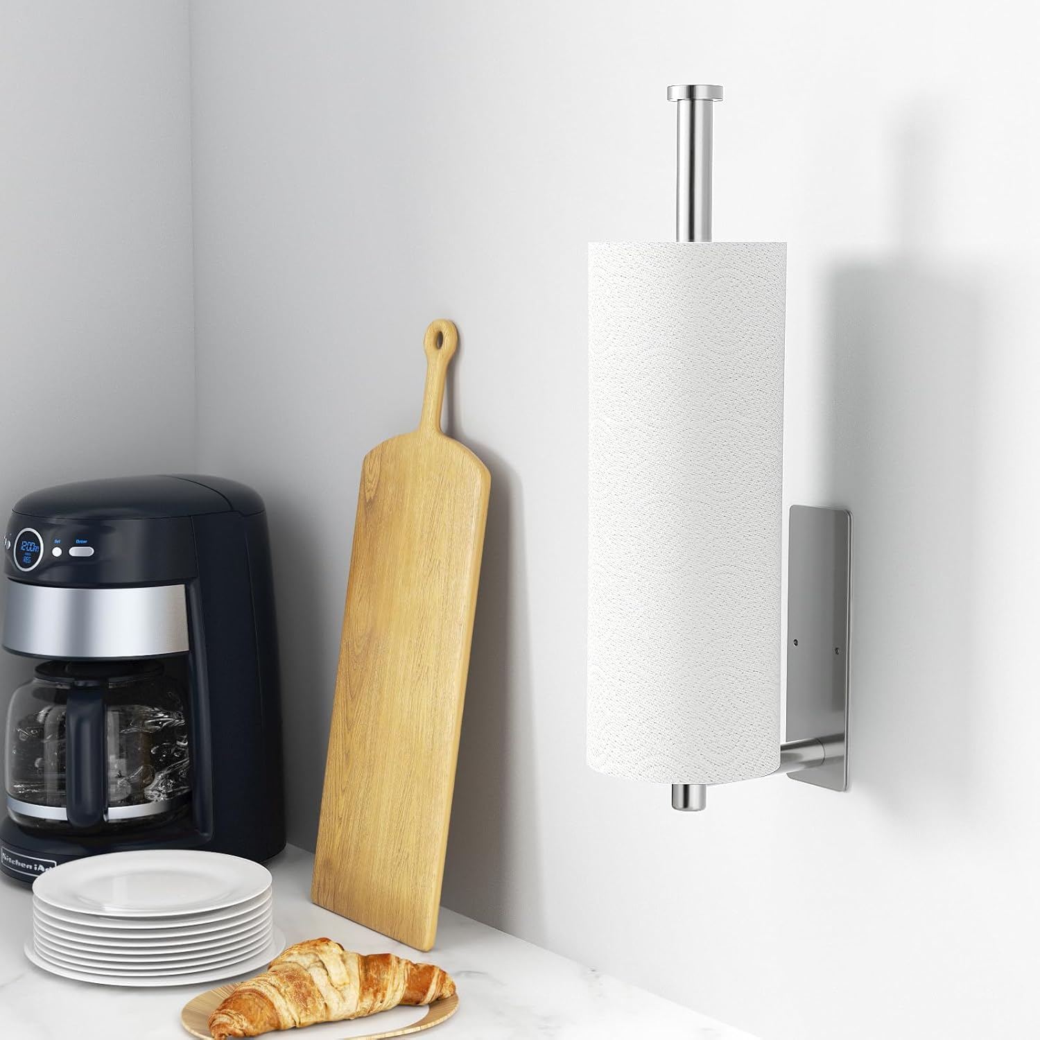 Paper Towel Holder 2 Pack Brushed Nickel Stainless Steel