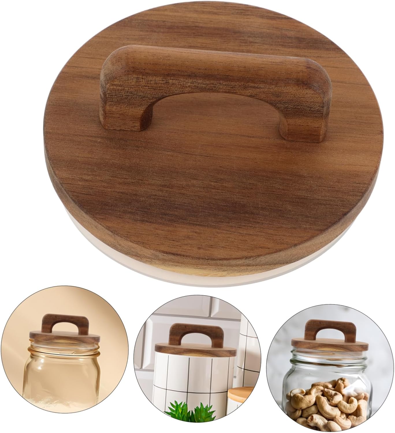 SHOWERORO Wide Mouth Mason Jars with Wooden Lid