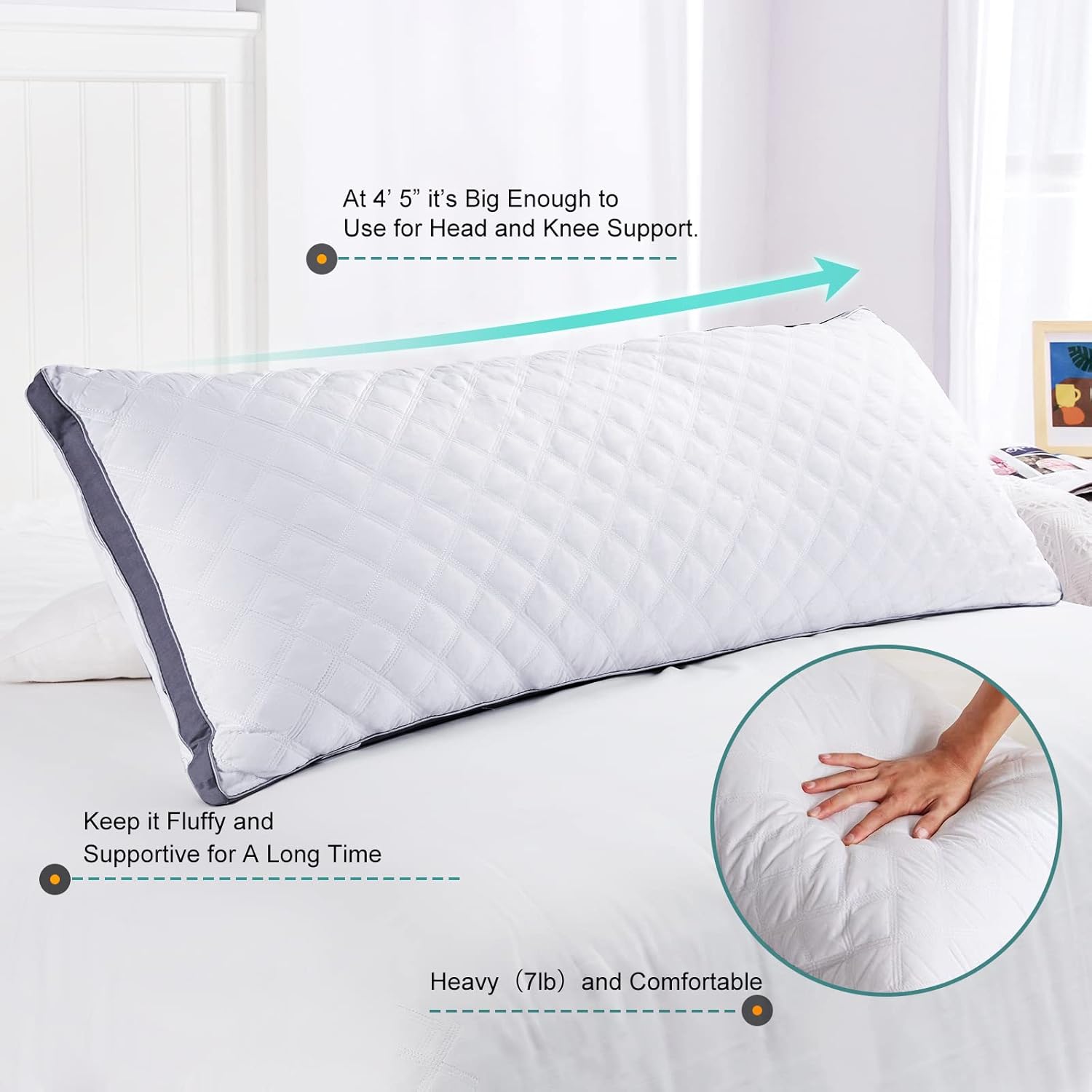 Oubonun Premium Adjustable Loft Body Pillow - 21x54 Inches