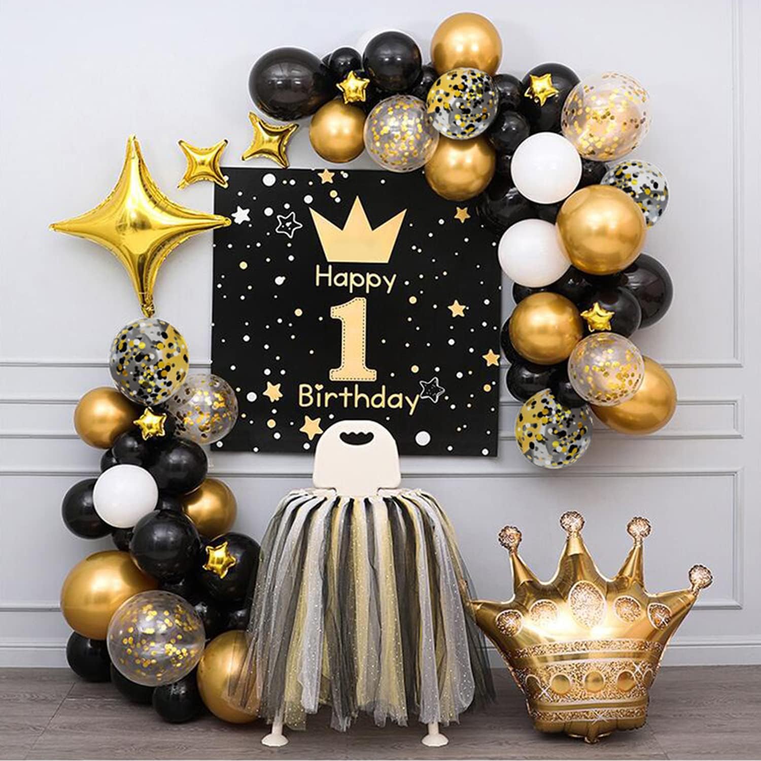 Zesliwy Black Gold Confetti Balloons 50 Pack