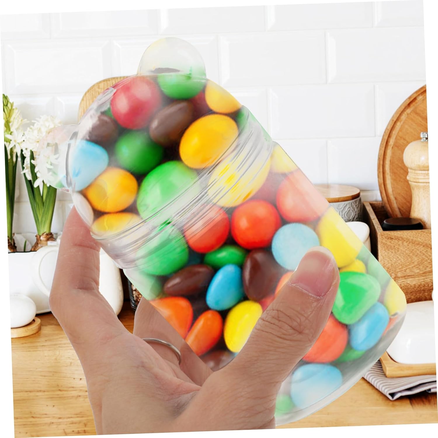 6pcs Transparent Bear Shaped Candy Storage Jars for Party Favors