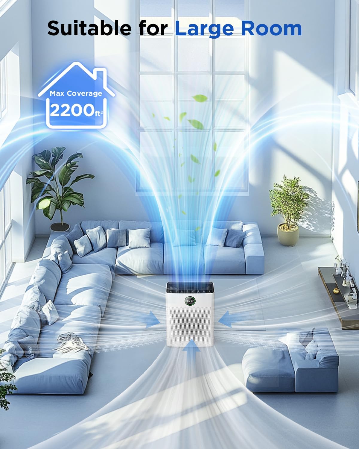 MOOKA PR1 HEPA Air Purifier for Large Room 2200 Sq Ft