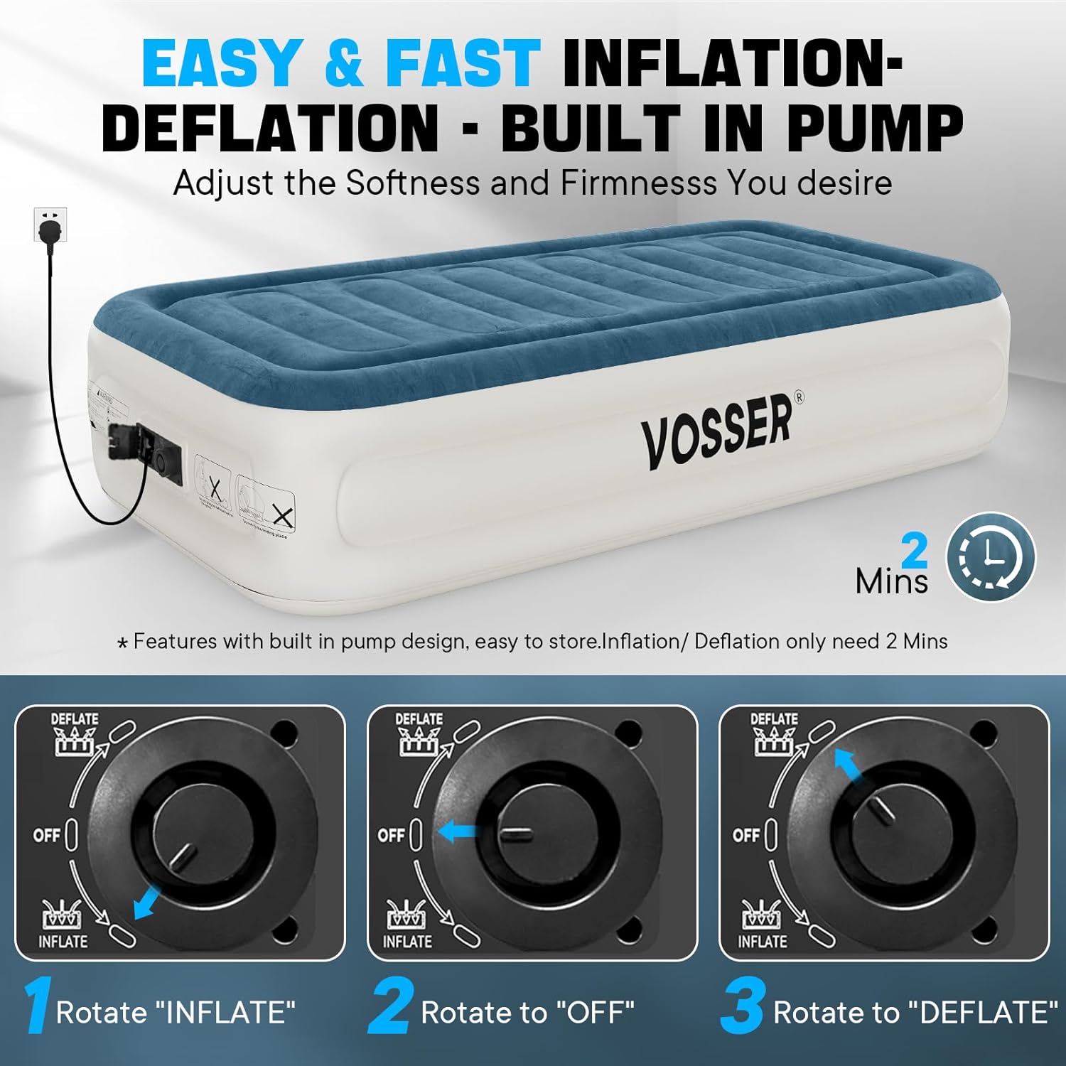 VOSSER Twin Air Mattress with Built in Pump