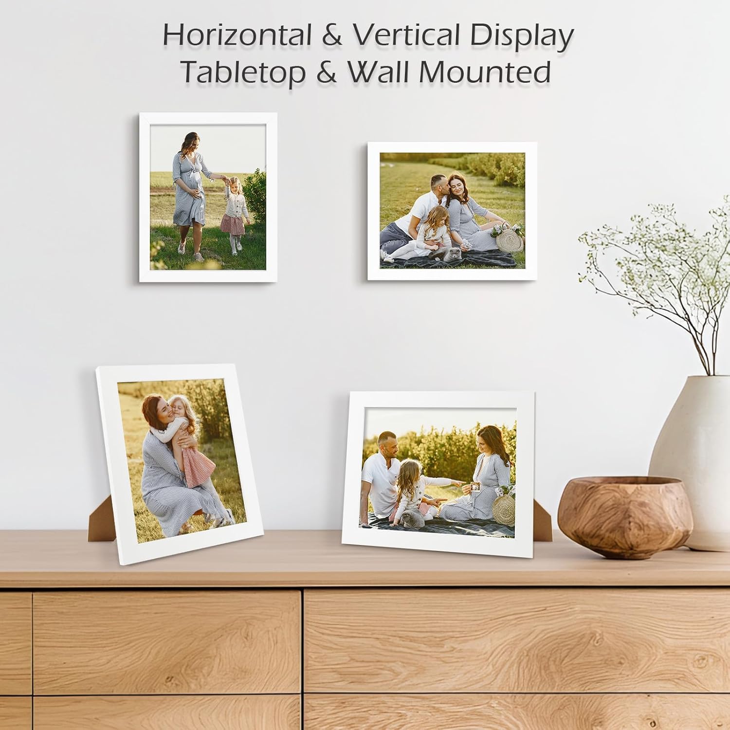 Golden State Art 8x10 White Wooden Picture Frame with Tempered Glass 5 Packs