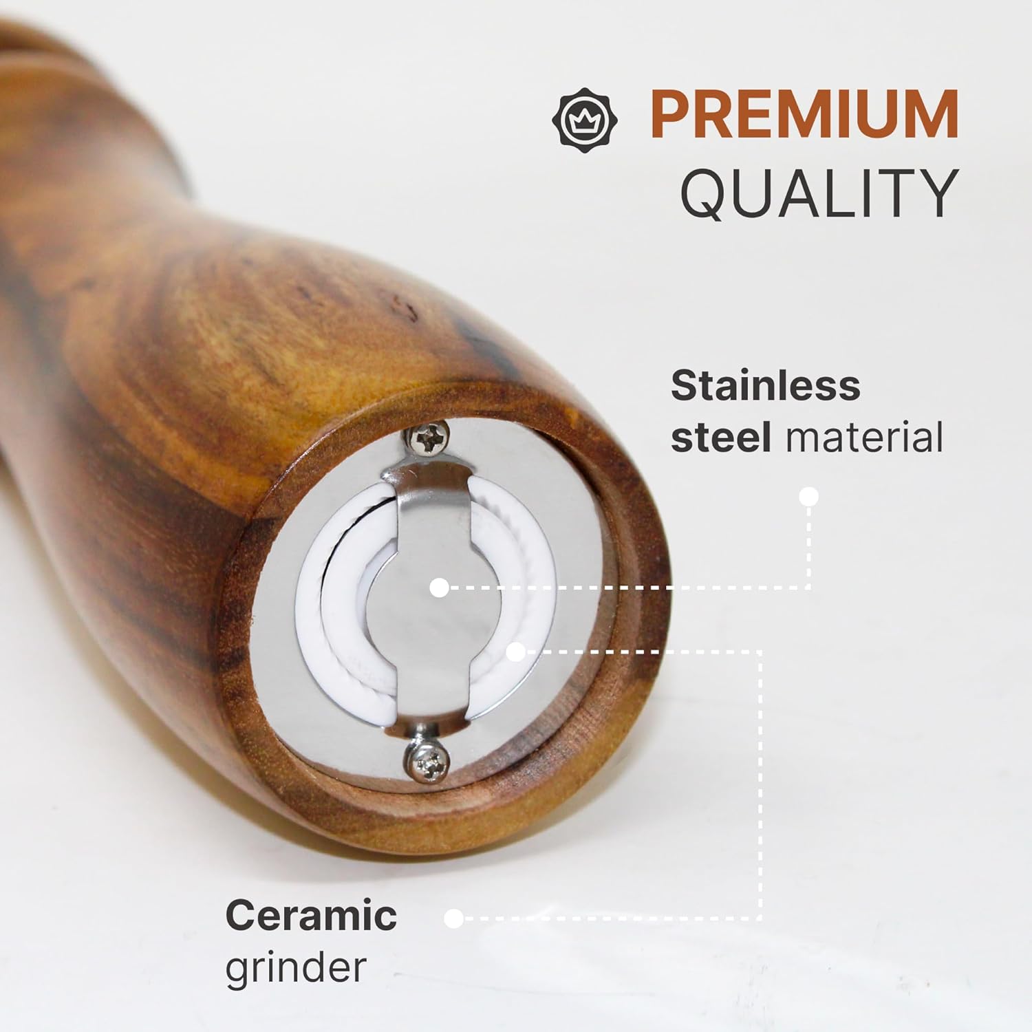 Acacia Wood Pepper and Salt Mill Set 2 Pack