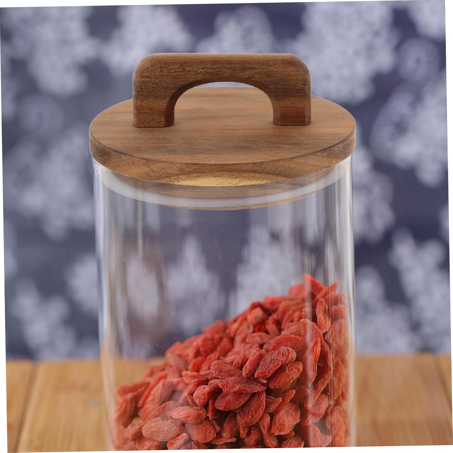 SHOWERORO Wide Mouth Mason Jars with Wooden Lid