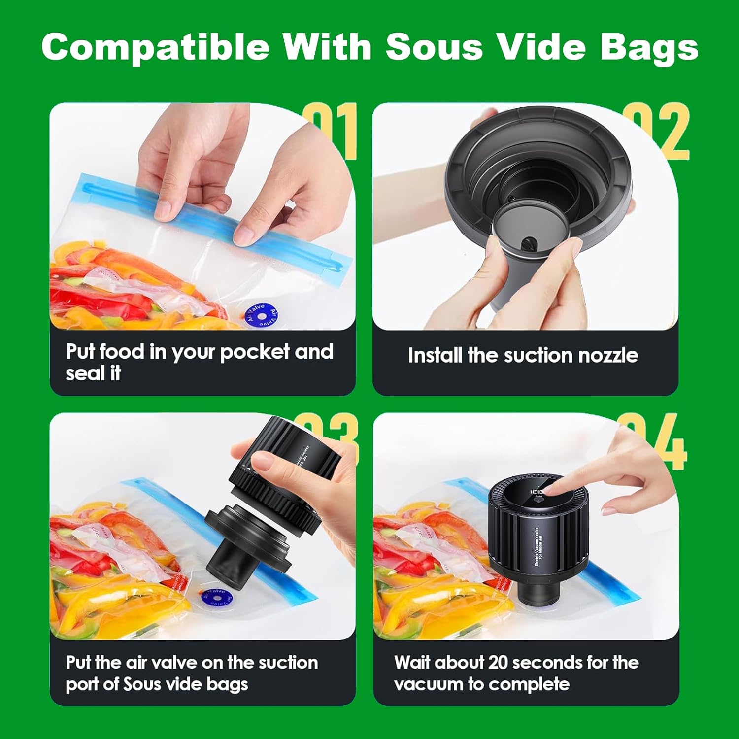 LYCHL 2 in 1 Electric Vacuum Sealer Kit for Mason Jars