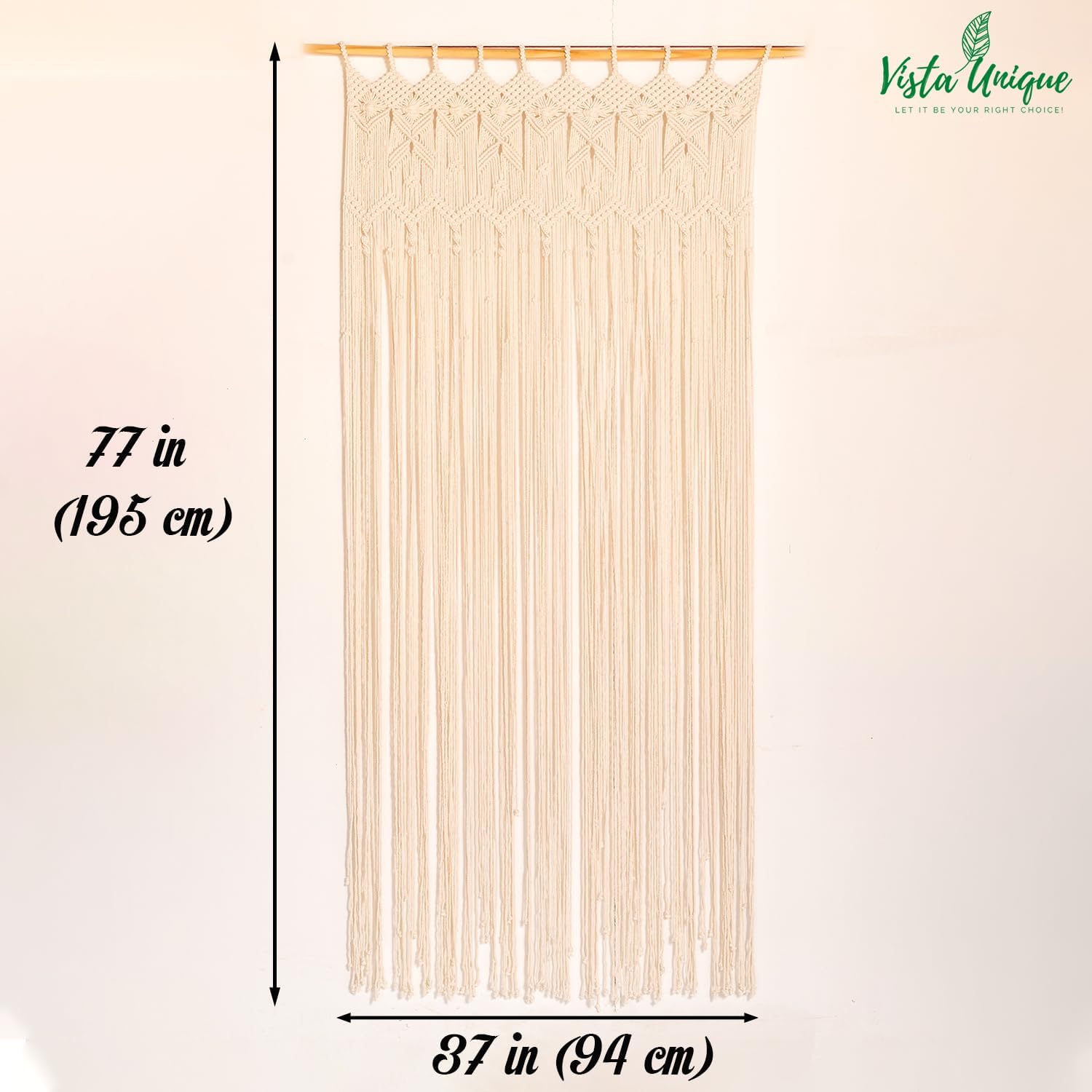 Boho Macrame Curtain Panel 37 W x 77 L