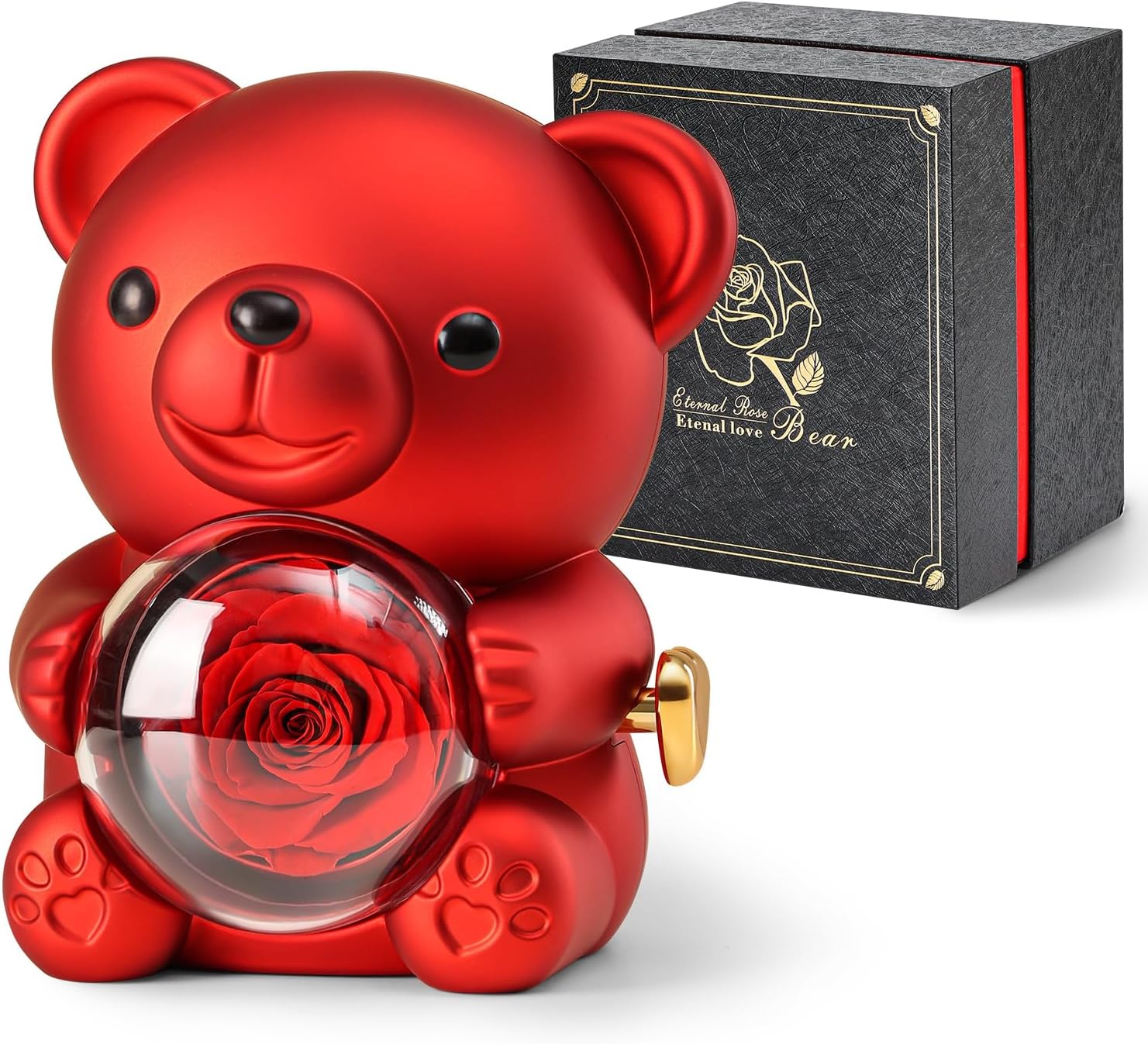 Cute Teddy Bear with Preserved Rose - Romantic Gift