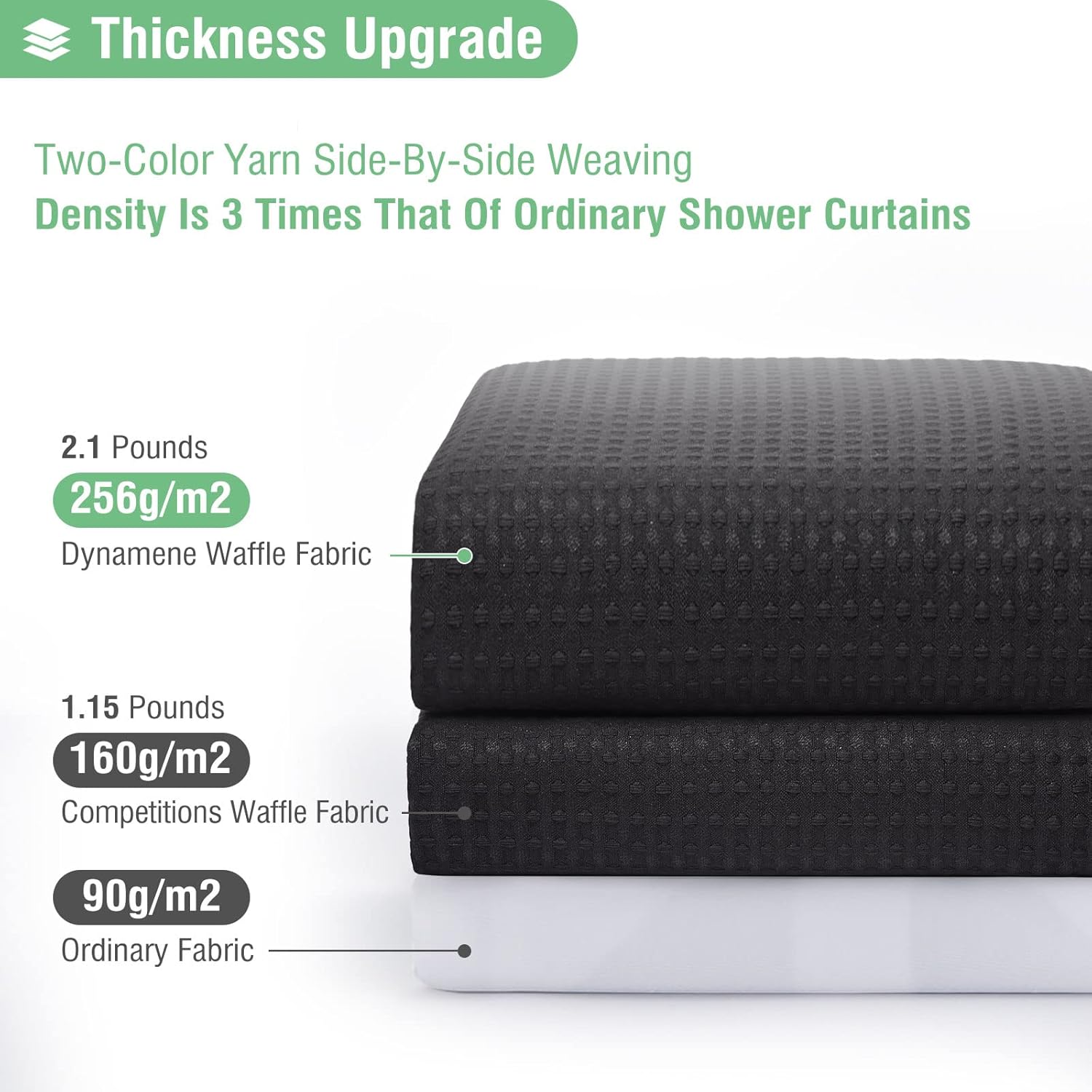 Dynamene Heavy Duty Waffle Shower Curtain Set with 12 Hooks