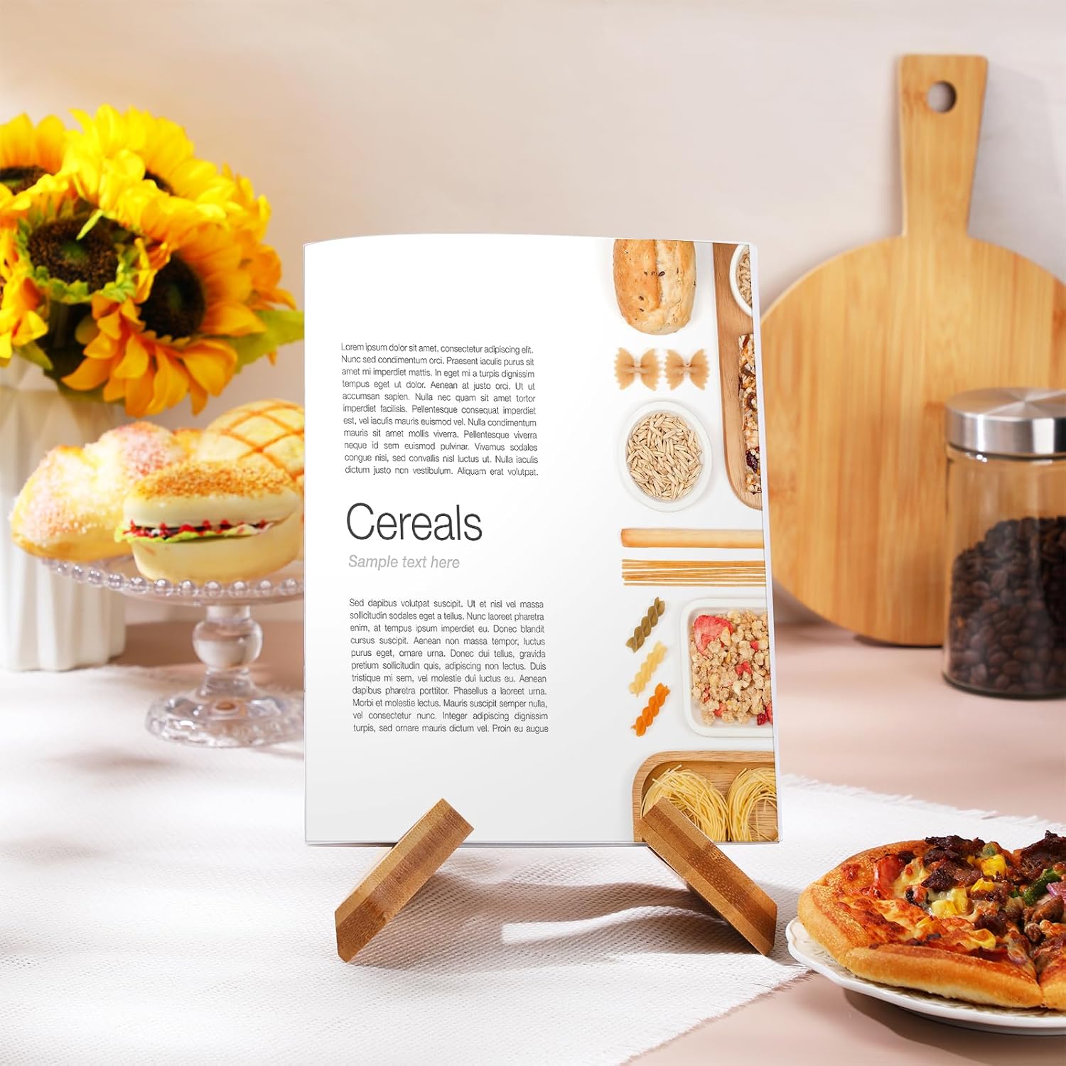 Wooden Cookbook Stand with Adjustable Angle