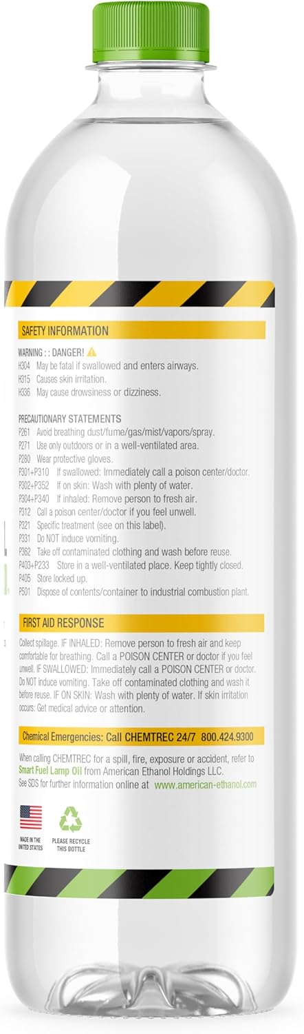 Smart Fuel Ethanol Paraffin Oil Lamp Fuel 32 oz