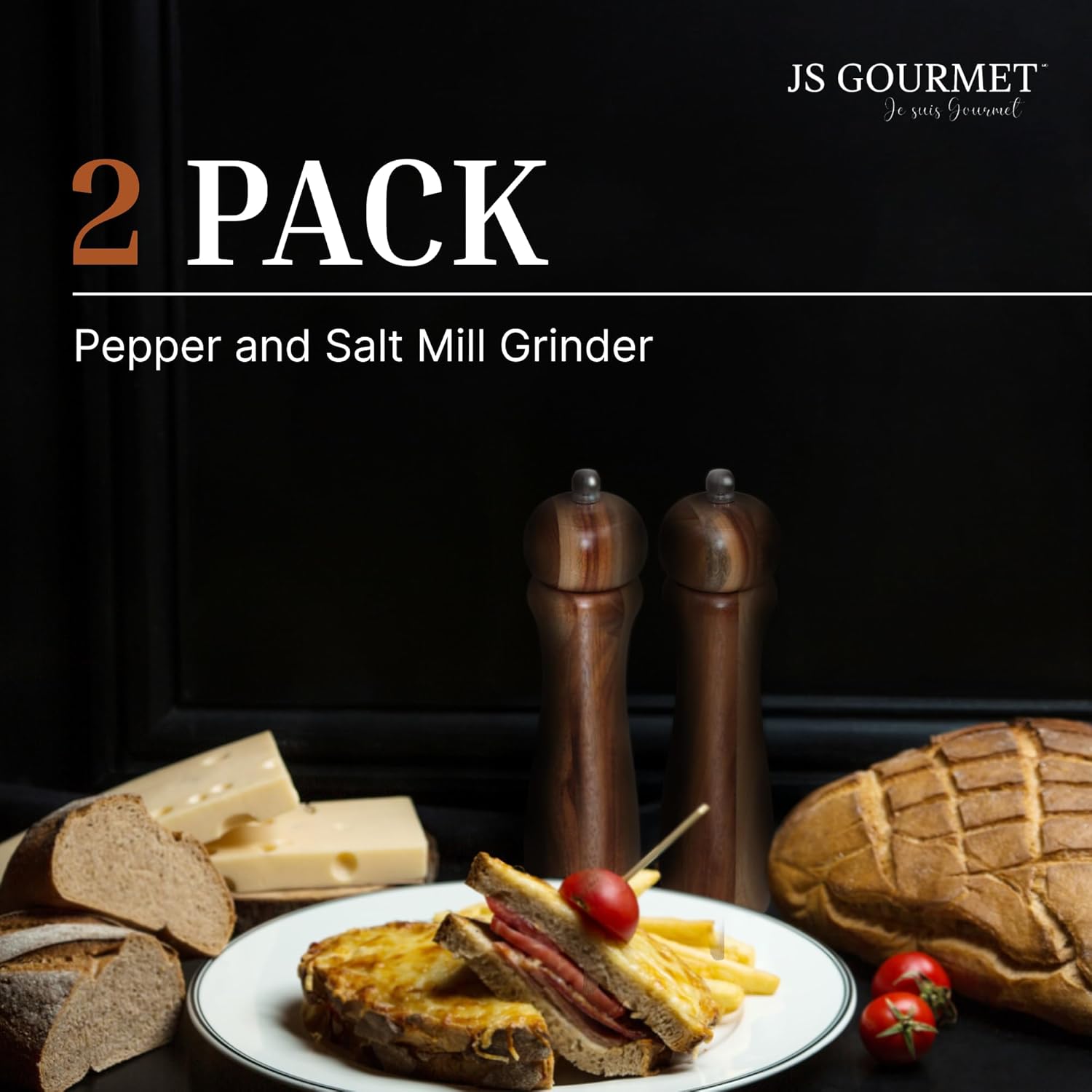 Acacia Wood Pepper and Salt Mill Set 2 Pack