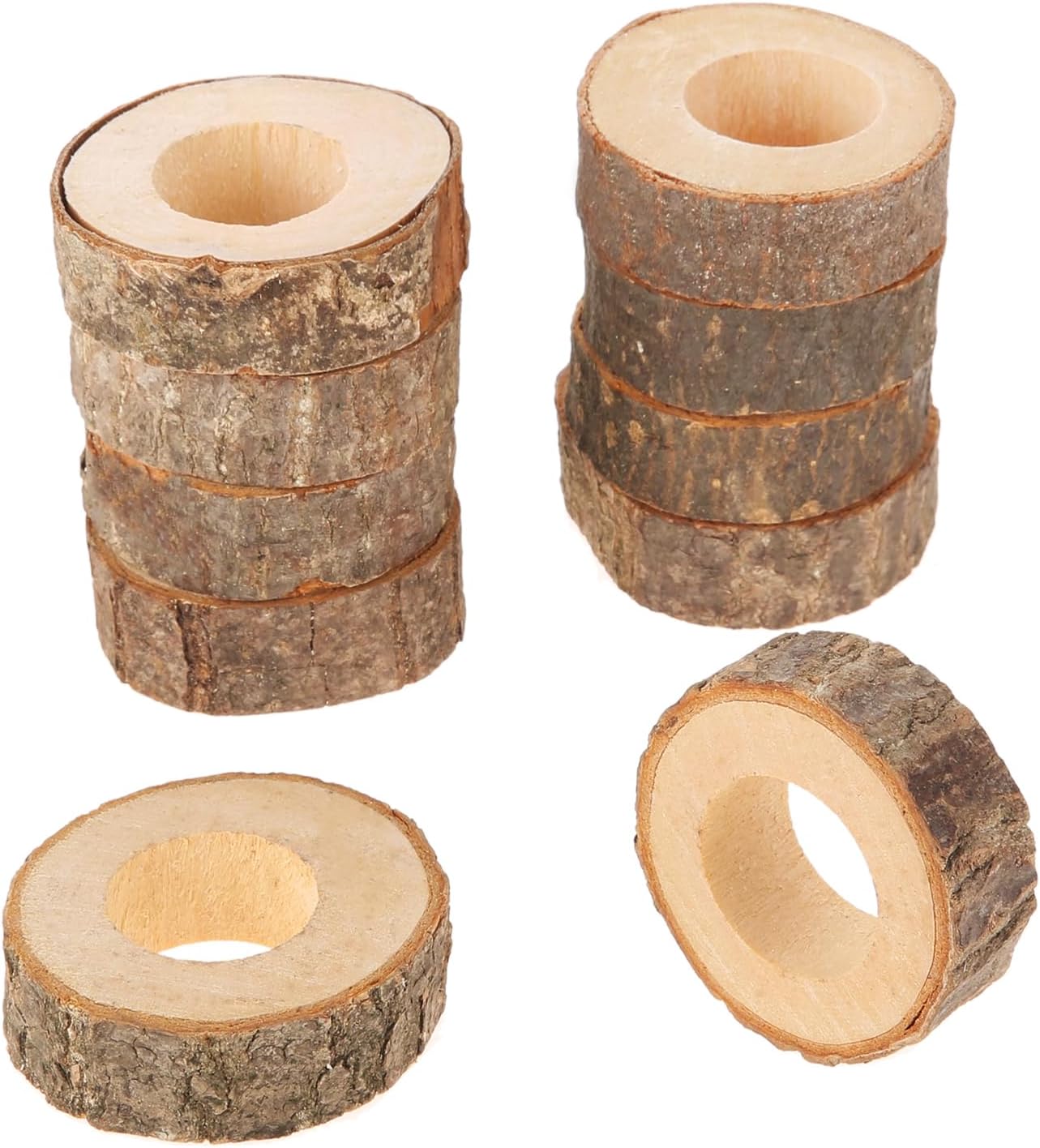 Yuudar Rustic Wooden Napkin Rings Set of 10