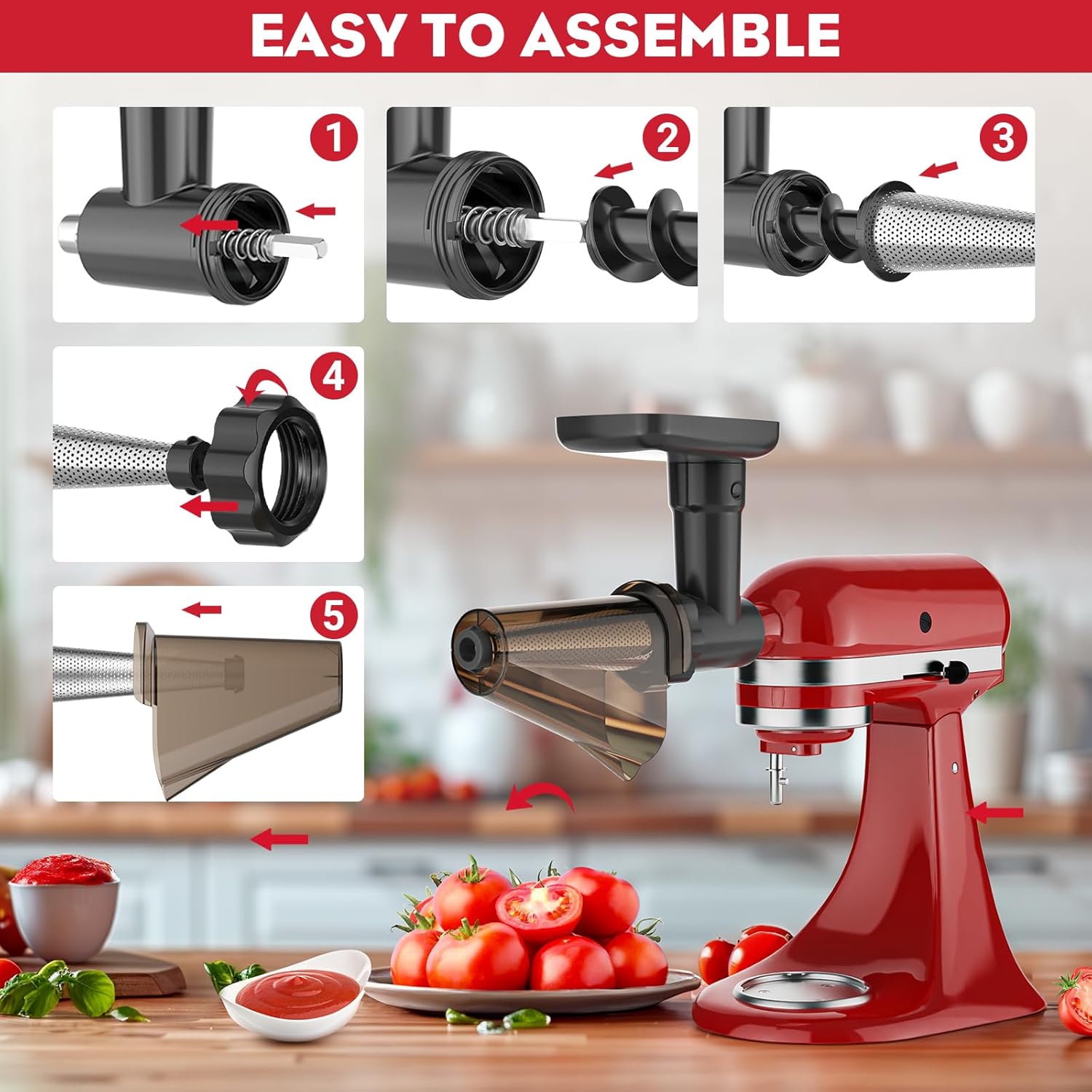 HOZODO Fruit Veg Strainer Meat Grinder for Kitchenaid Mixers