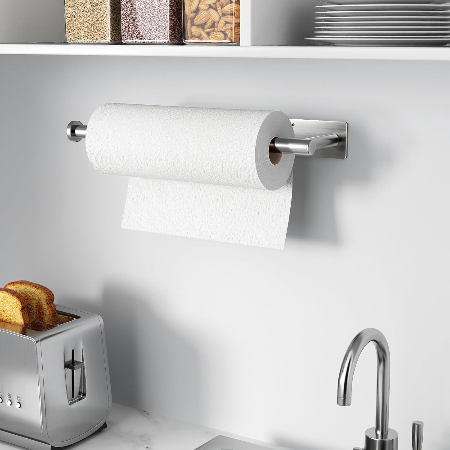 Paper Towel Holder 2 Pack Brushed Nickel Stainless Steel