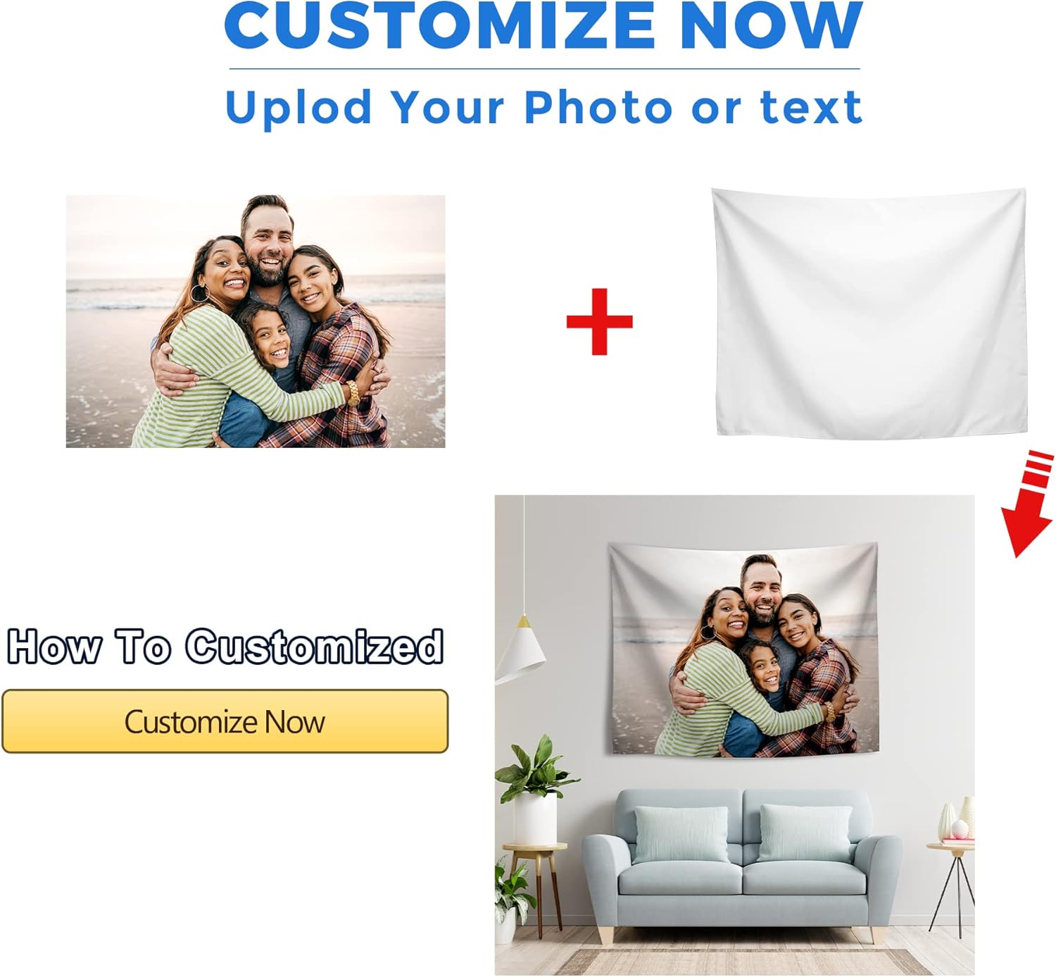 JINJUREN Custom Tapestry Personalized Wall Decor