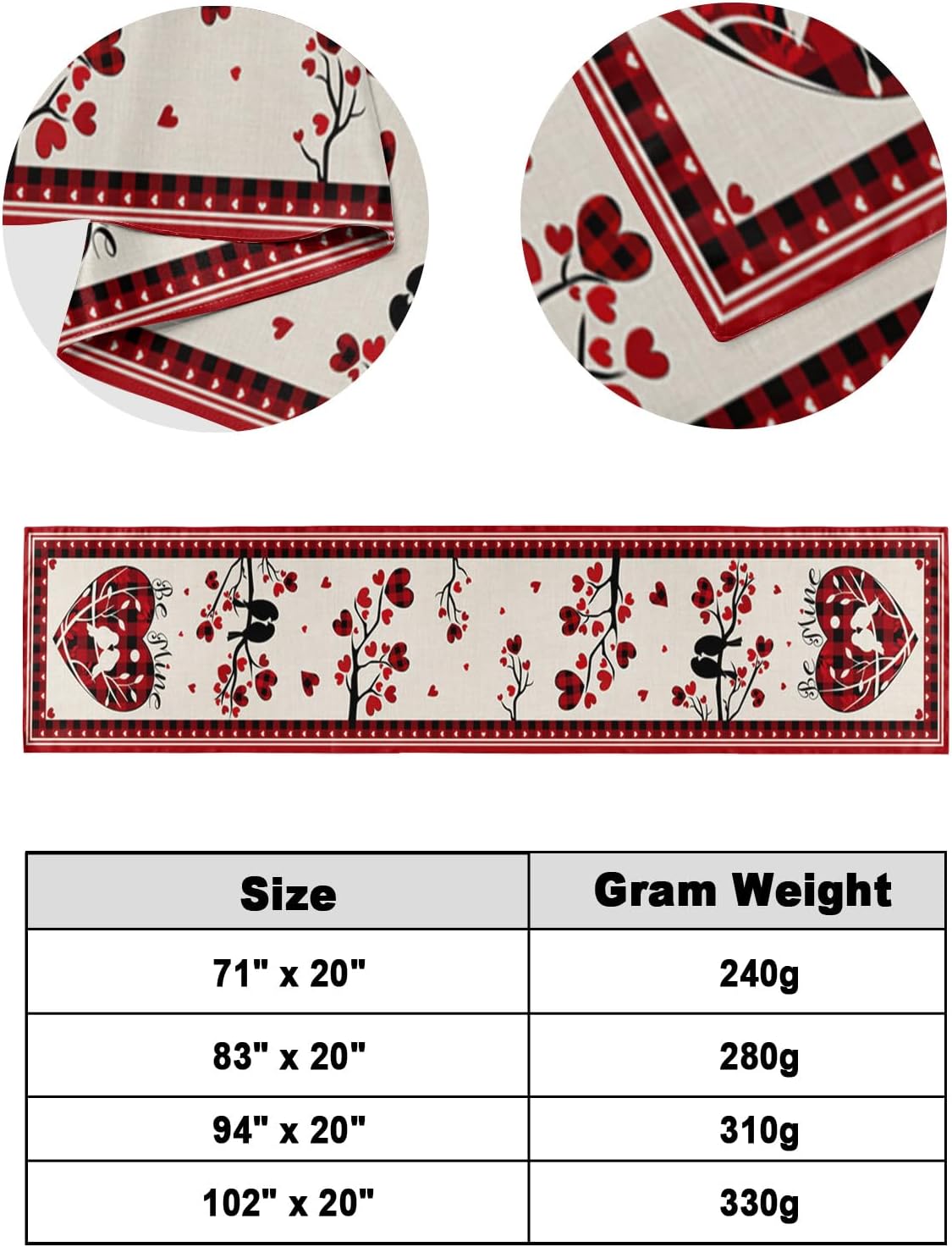 Valentines Love Heart Bed Runner for Twin Size Bed