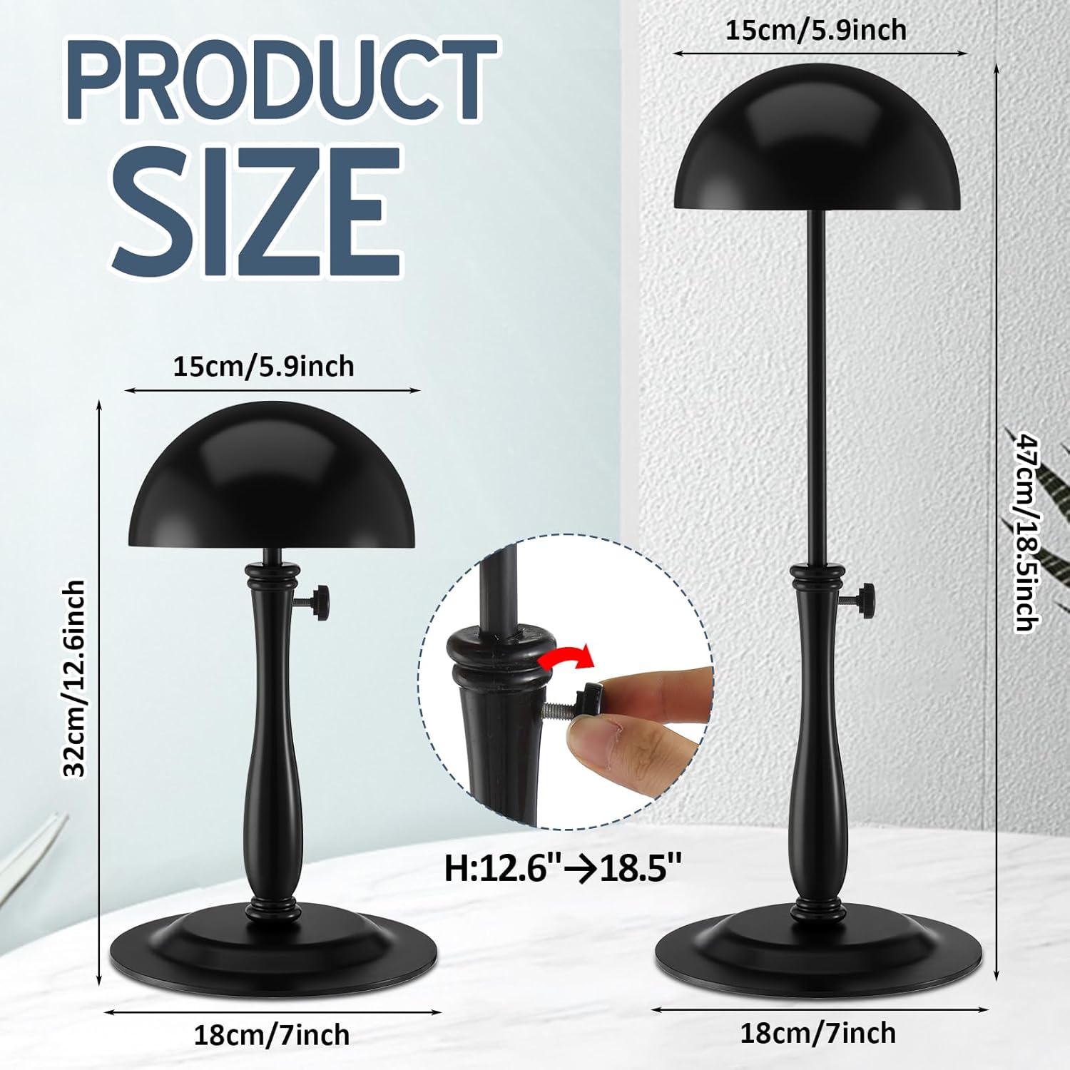 Shimeyao 4 Pcs Adjustable Metal Hat Stands for Hats Wigs