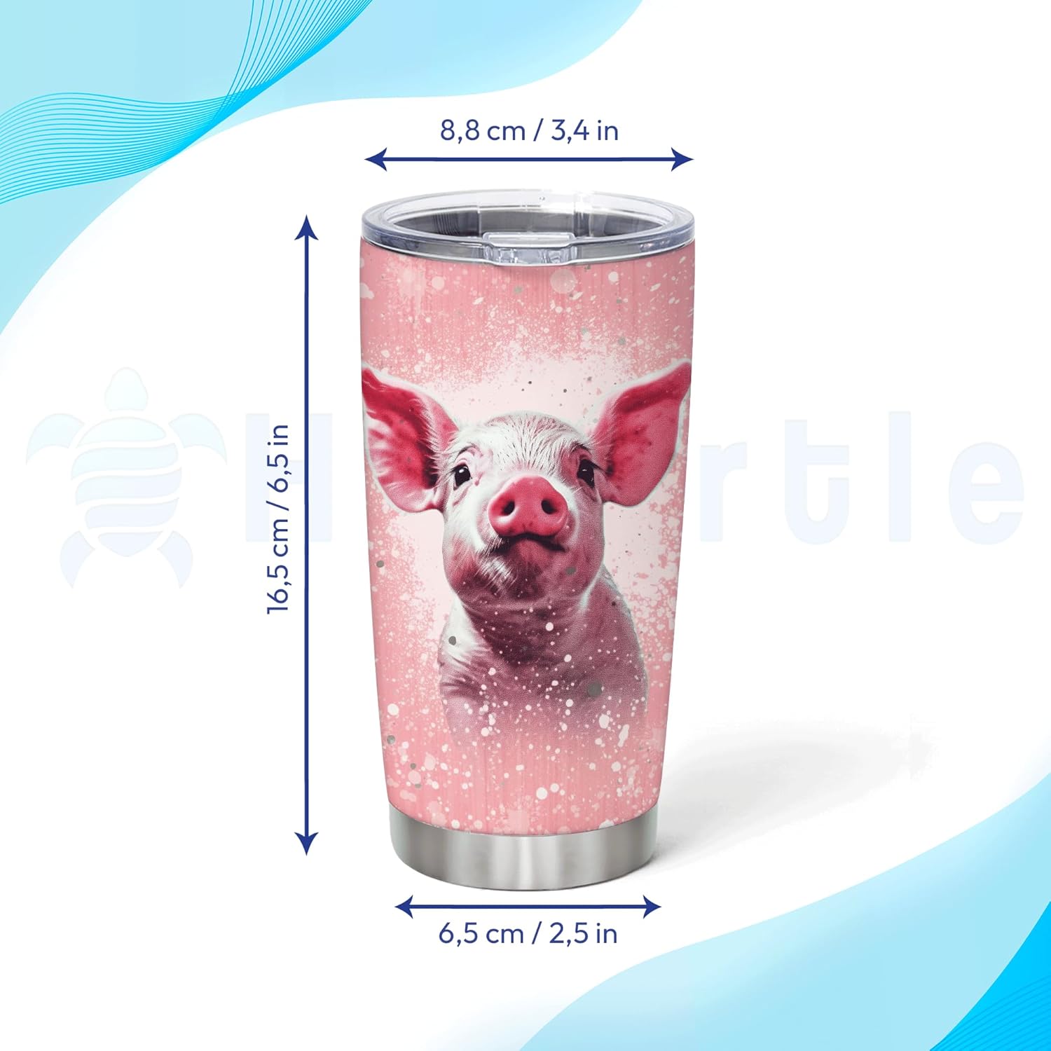 Hyturtle Custom Name Stainless Steel Tumbler 20oz With Lid