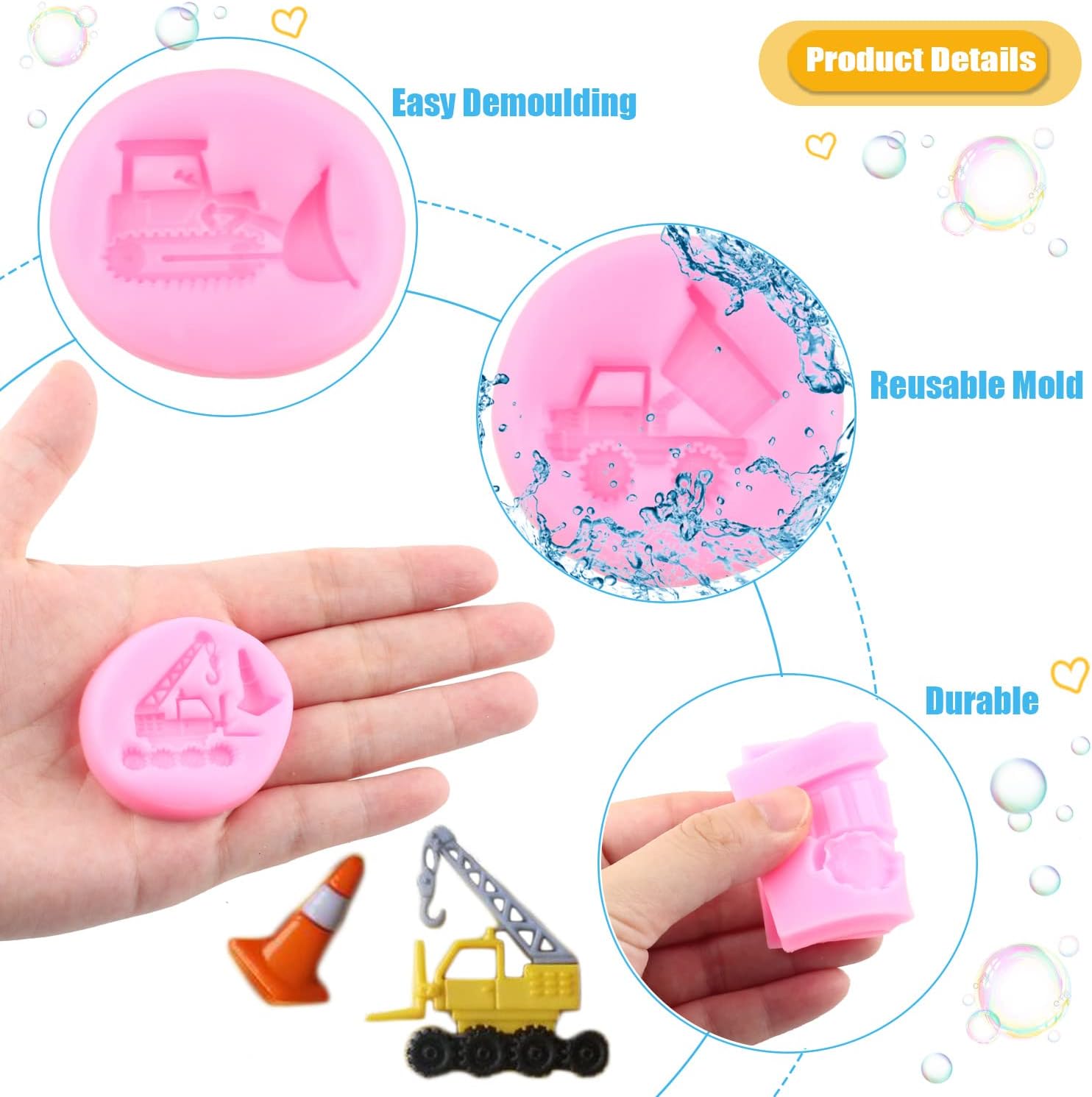 Construction Vehicle Silicone Fondant Molds Set Of 6