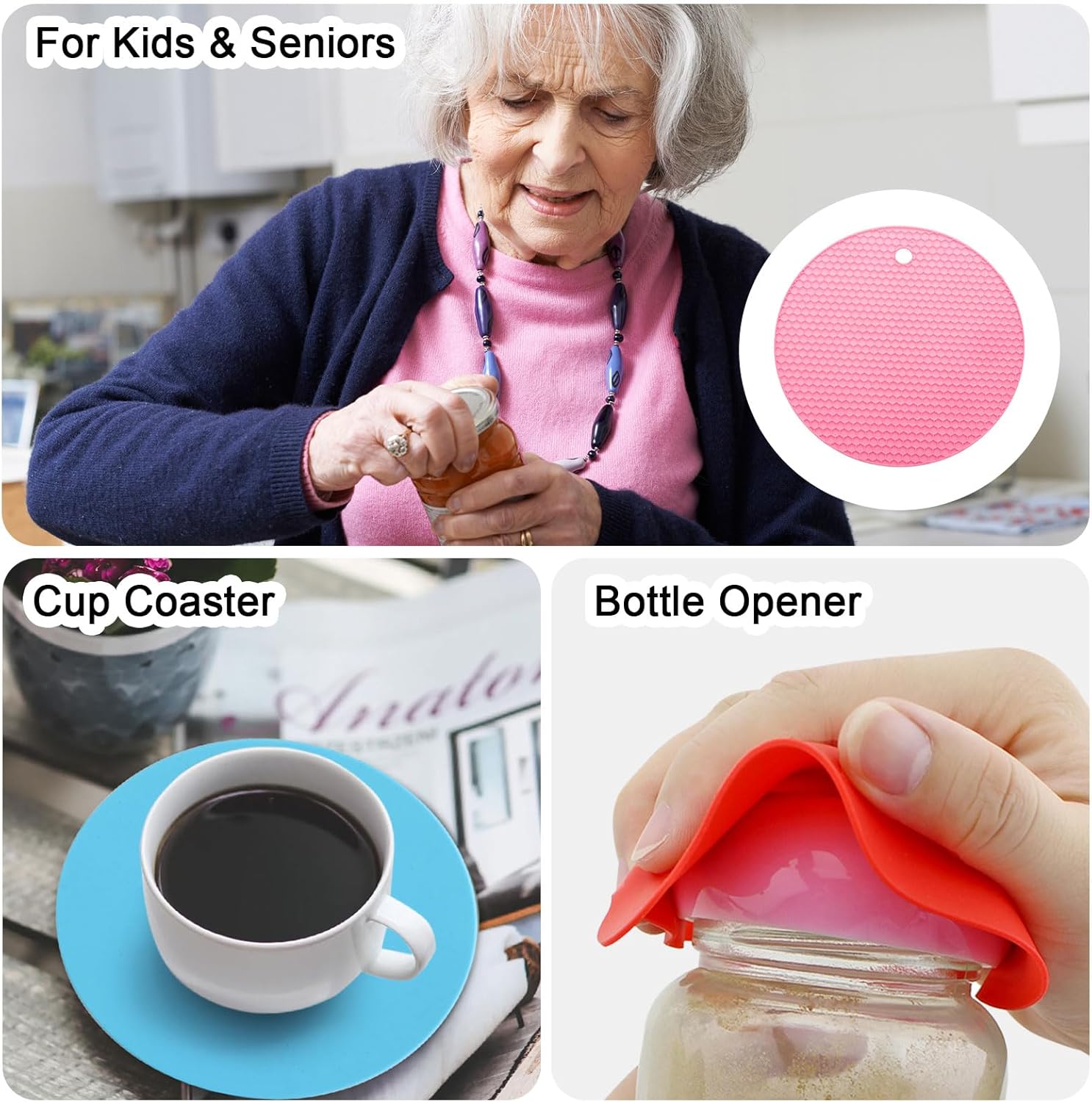 Uxcell 3pcs Silicone Jar Opener Pads Pink