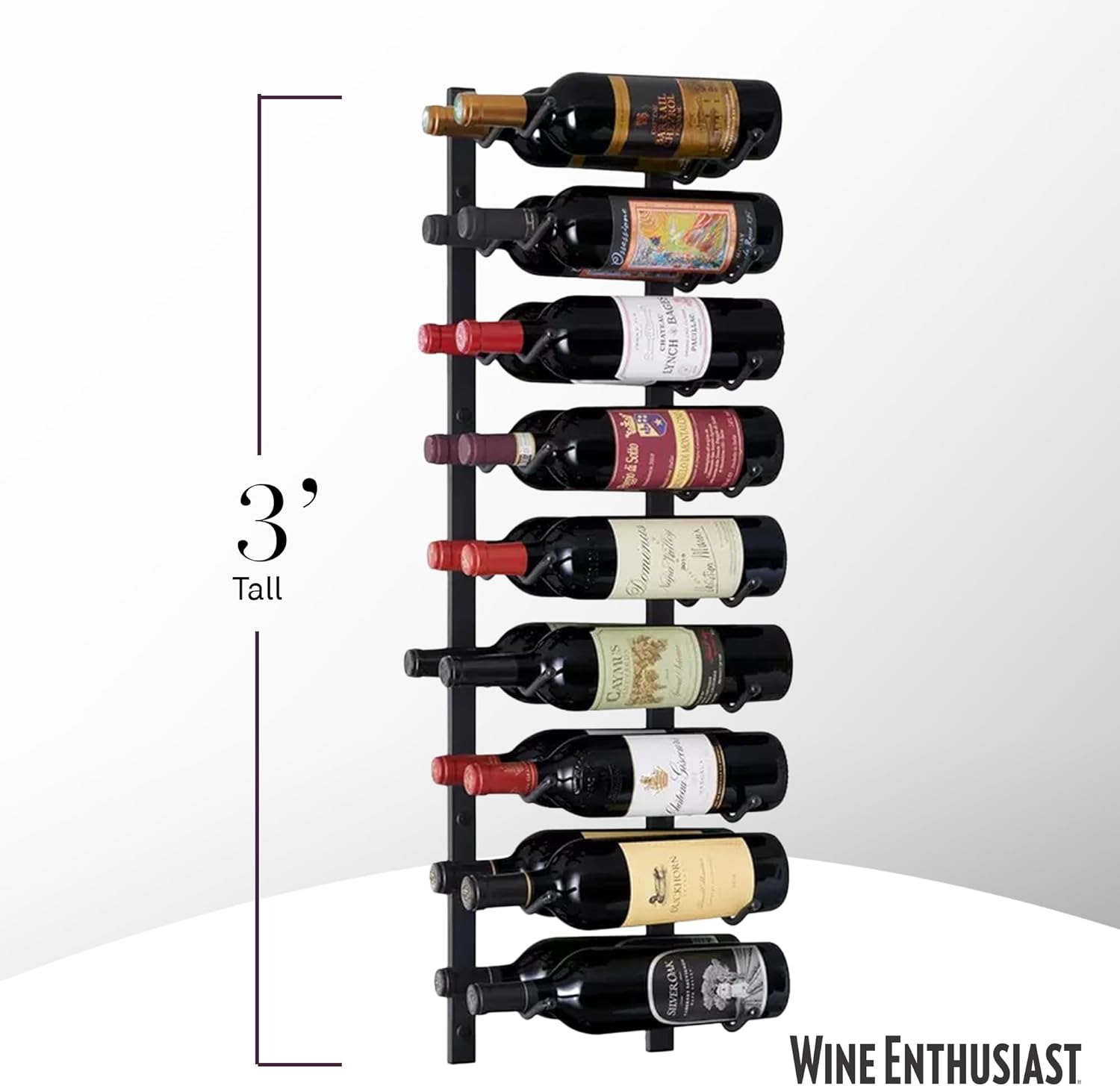 Wine Enthusiast NFINITY 18 Bottle Wall Mounted Wine Rack - Black