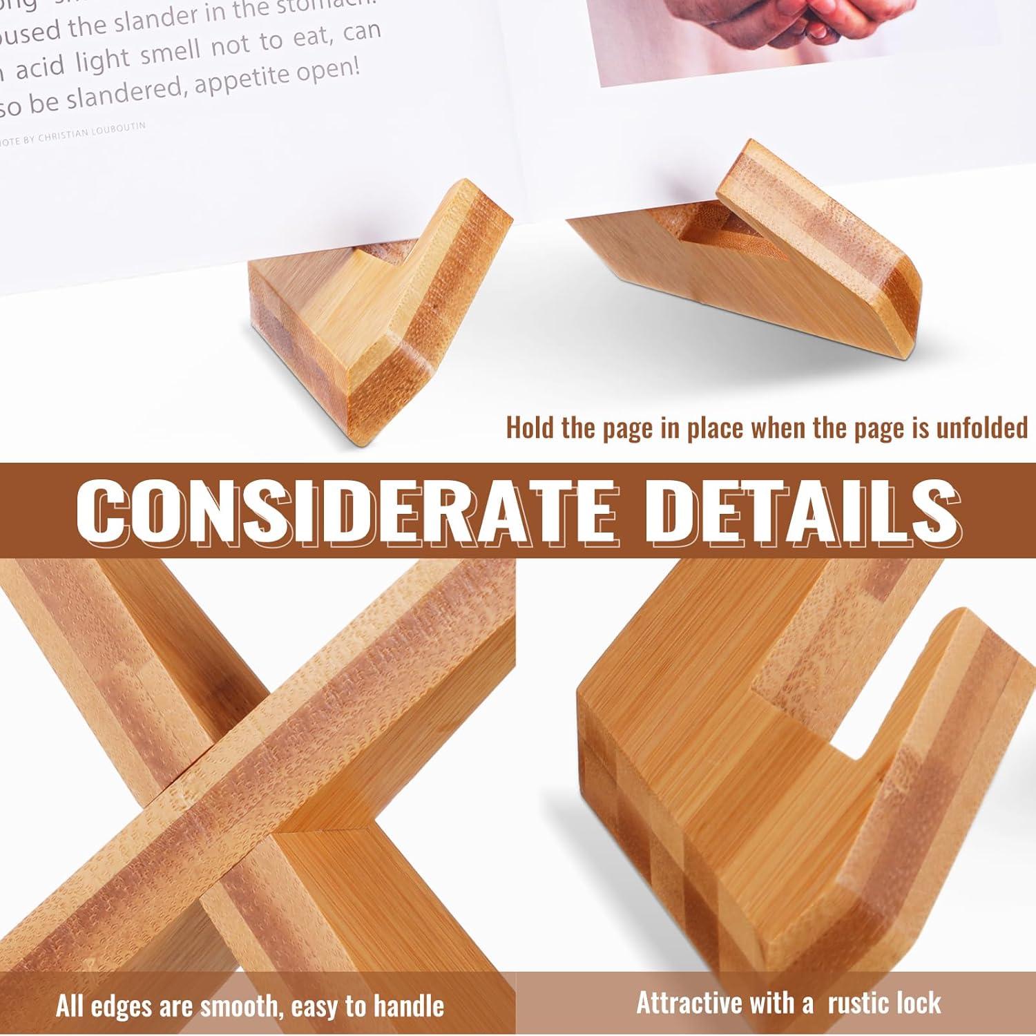Wooden Cookbook Stand with Adjustable Angle