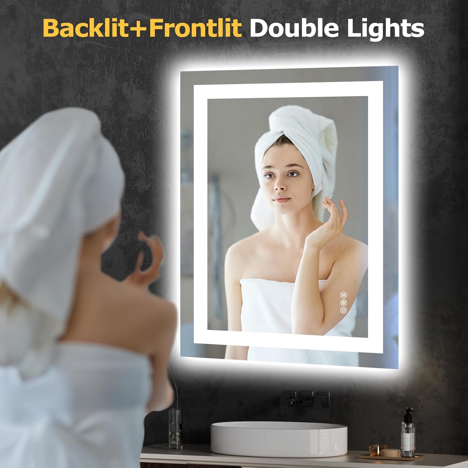 LED Bathroom Mirror with Lights 24x32 Dimmable Smart Mirror