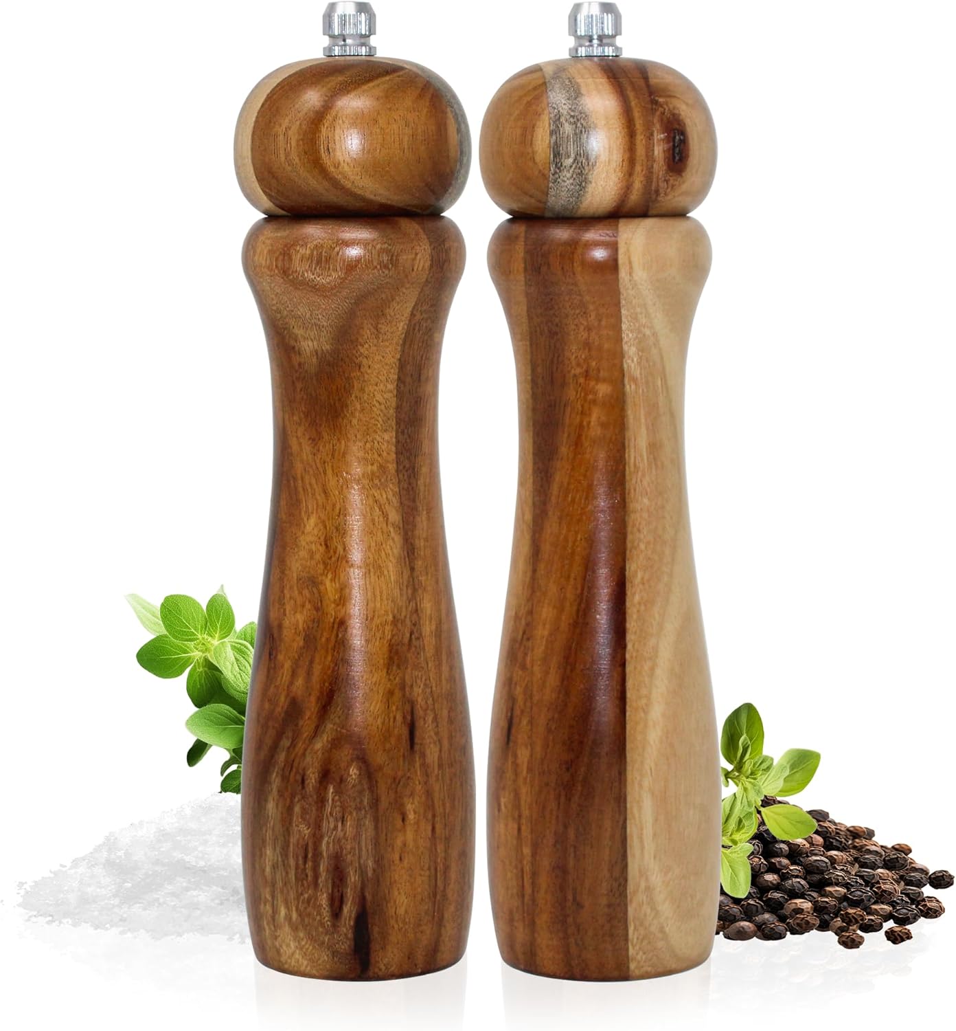 Acacia Wood Pepper and Salt Mill Set 2 Pack