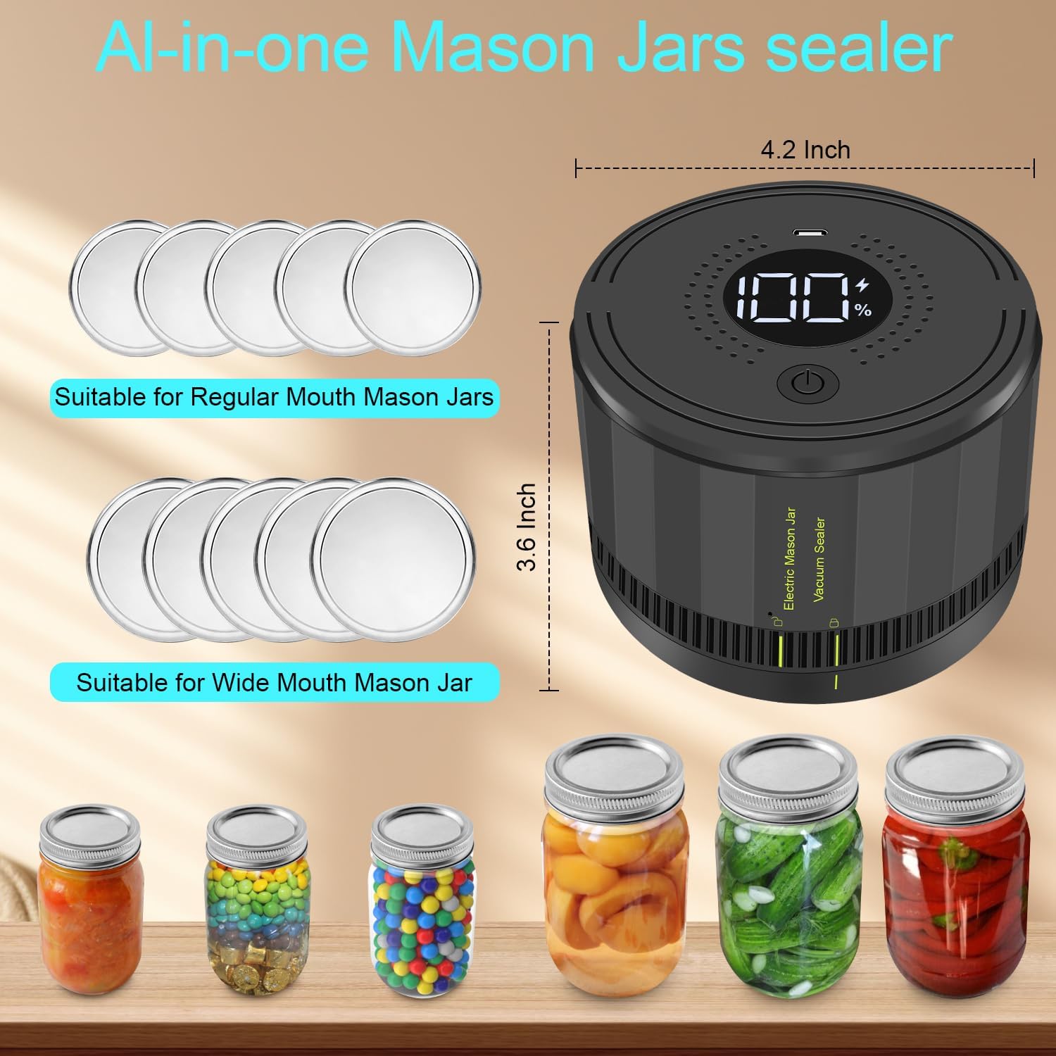 Auto Stop Electric Mason Jar Vacuum Sealer Kit