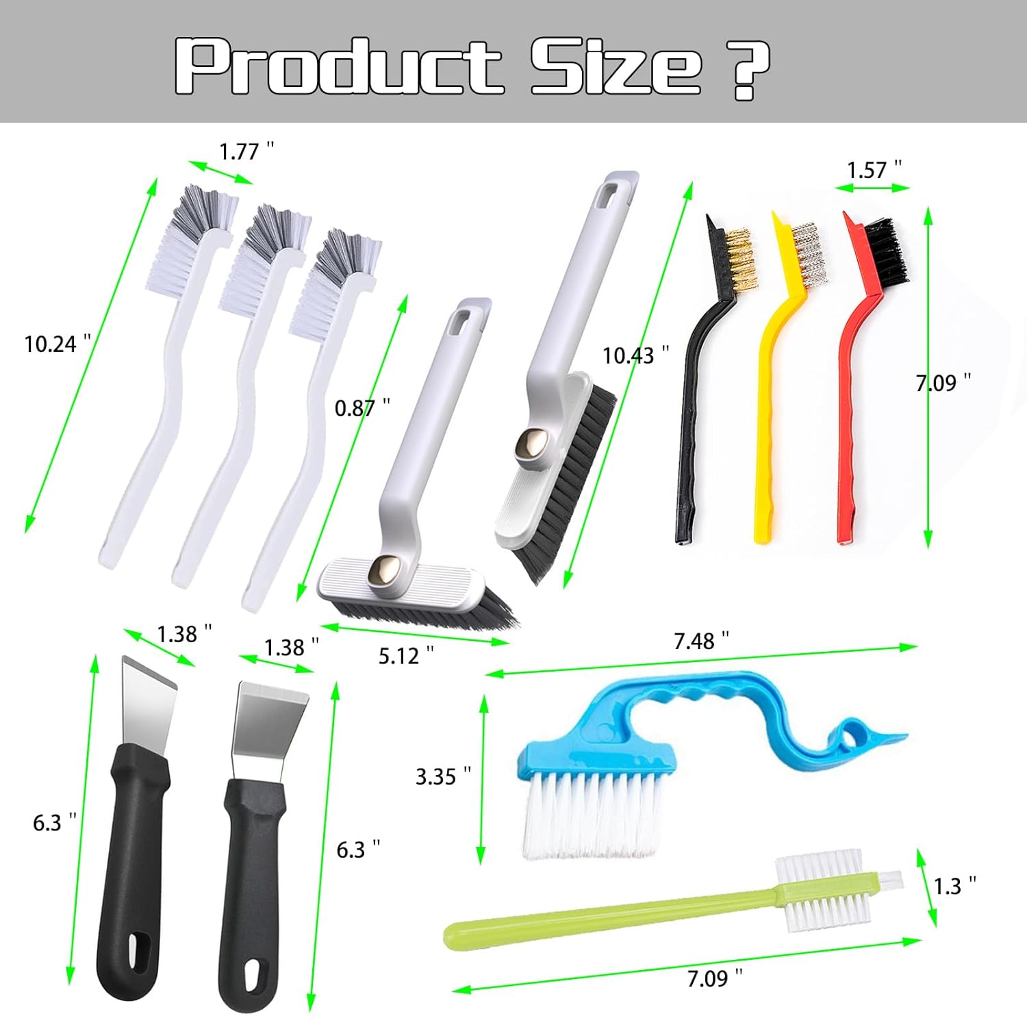 12Pcs Hard Bristle Crevice Cleaning Brush Set for Windows and More