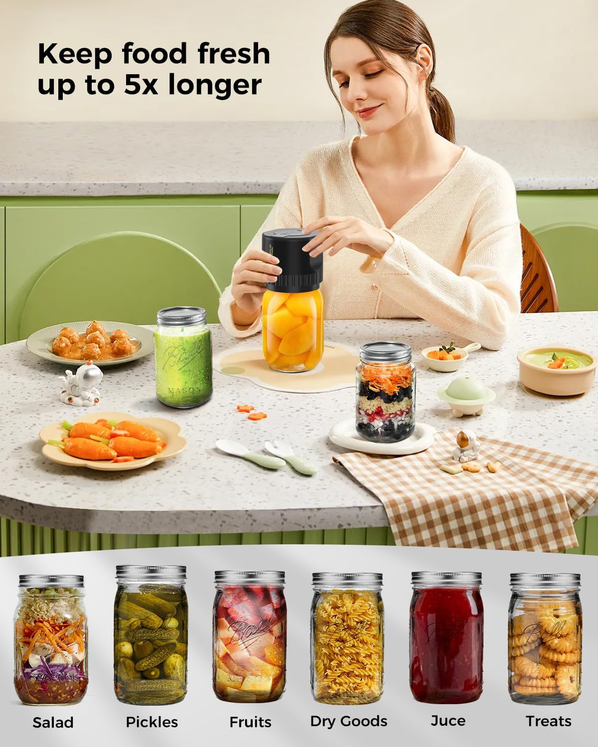 Fodmor Electric Mason Jar Vacuum Sealer Kit