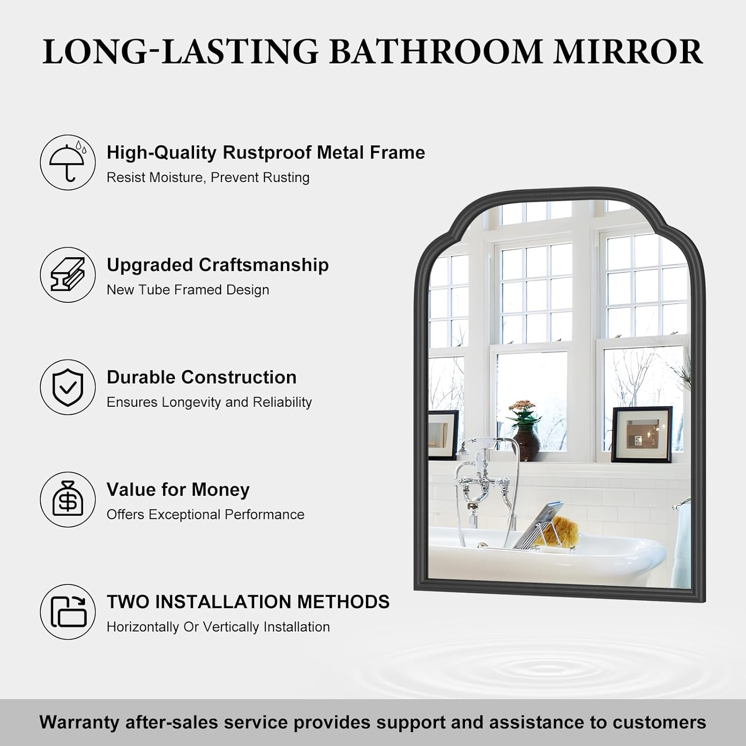 18x24 Inch Black Wall Mirror with Metal Frame