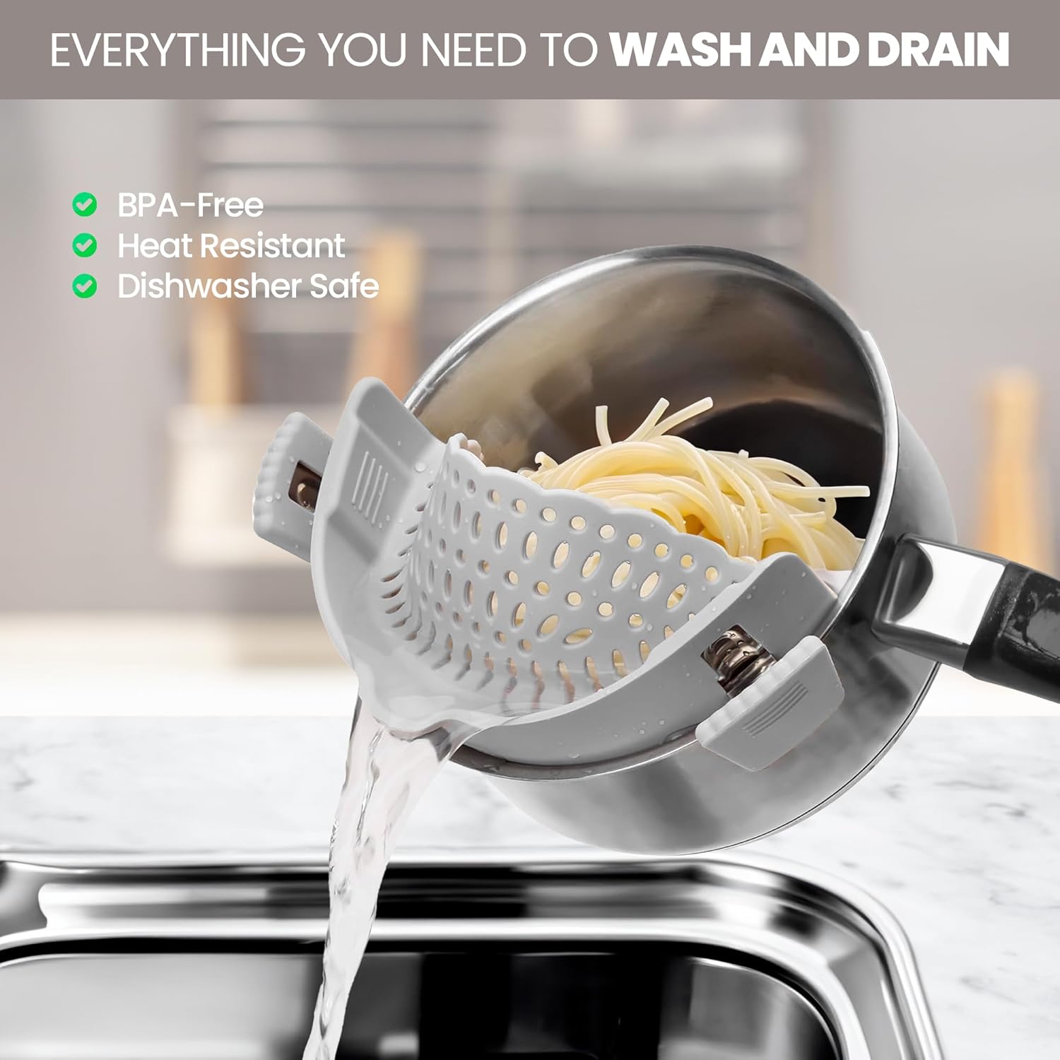 Silicone Strainer Set with Drain Basket and Vegetable Washer Black