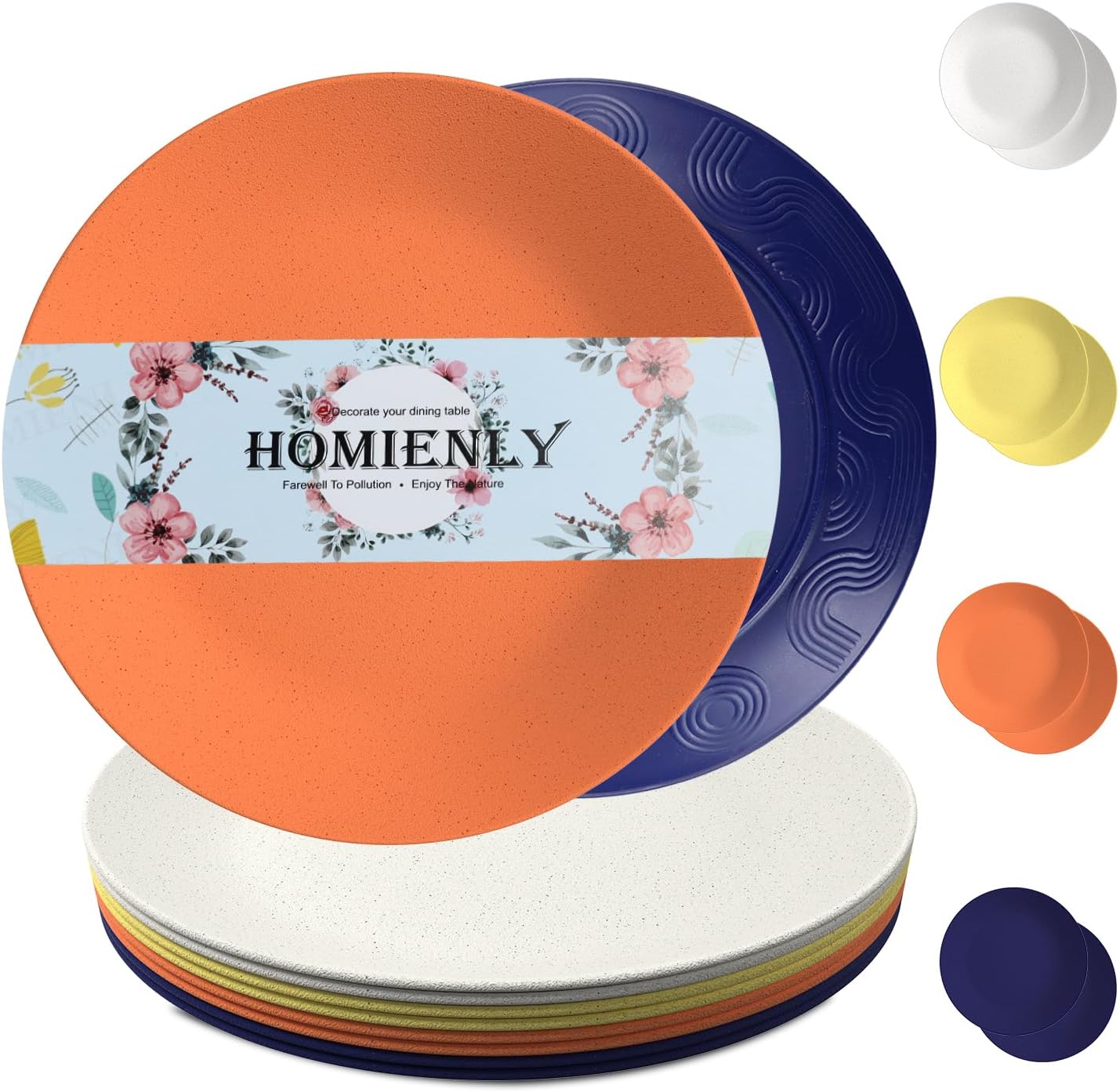 Homienly Wheat Straw Dinner Plates 10 Inch Set of 8