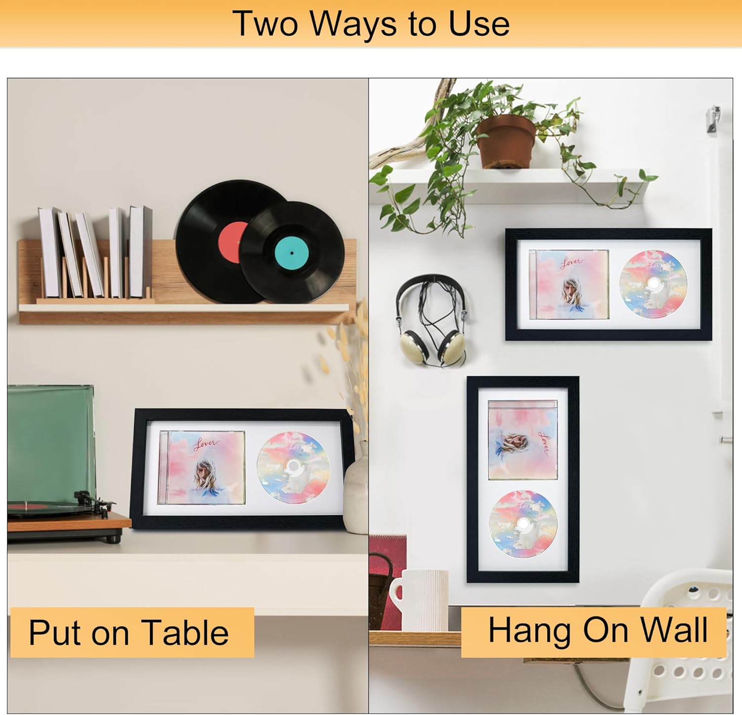 Hodeframe CD Wall Display Frame Black with White Mat