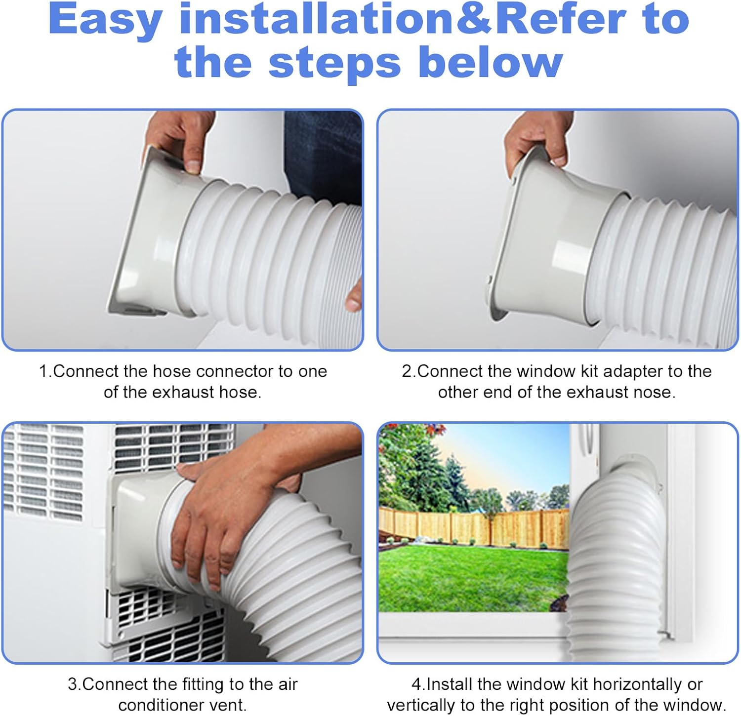 59 Inch Portable Air Conditioner Hose Adapter Square to Round Window Coupler