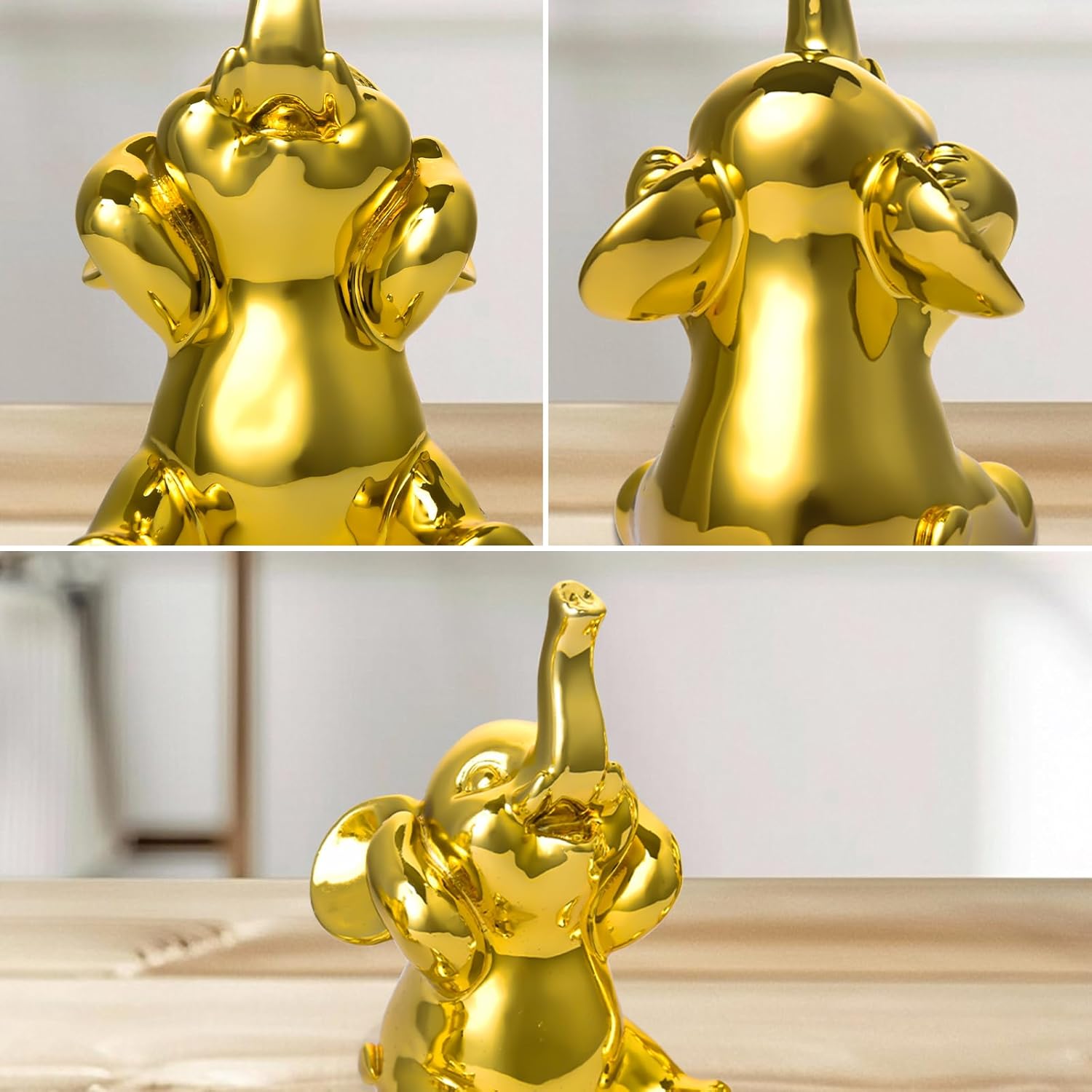 Cute Small Set of 3 Elephant Statues Home Decor