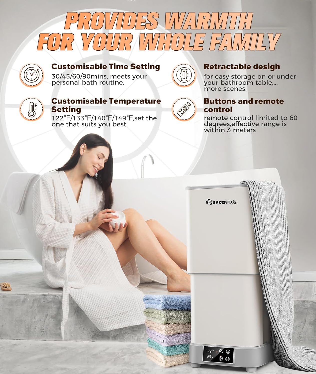 Sakerplus 30L Heated Towel Warmer Bucket