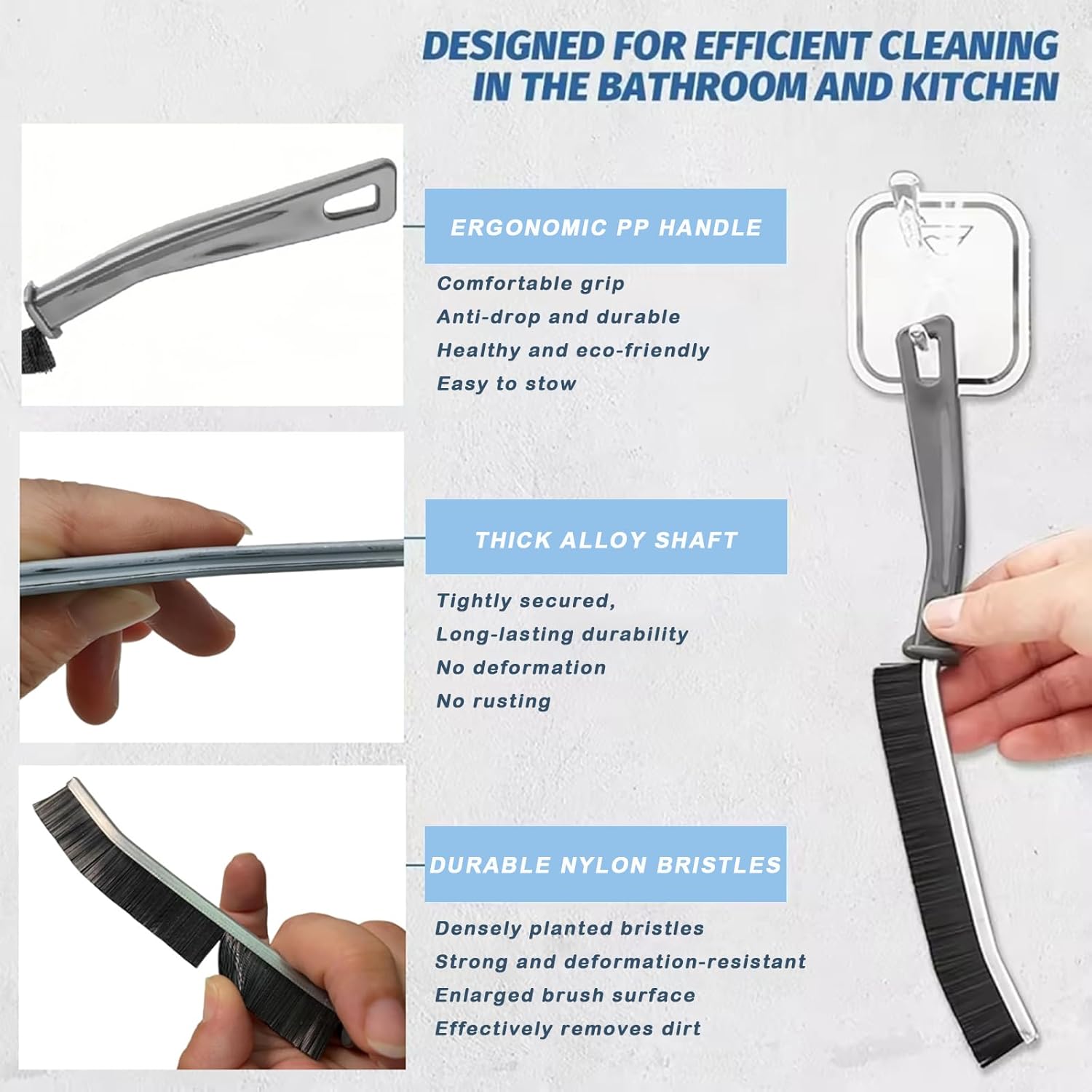 4Pcs Hard Bristle Crevice Cleaning Brush for Household Use