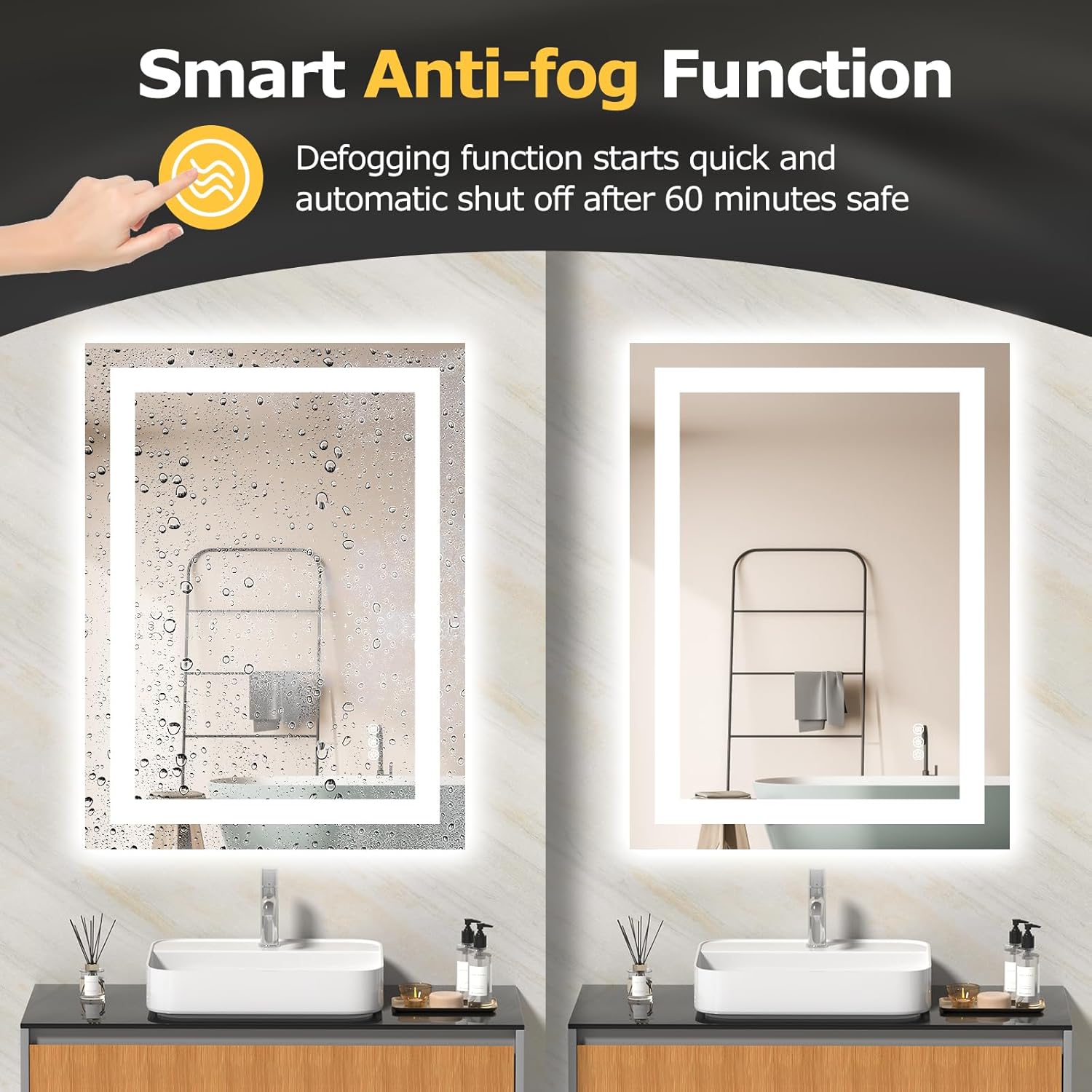 LED Bathroom Mirror with Lights 24x32 Dimmable Smart Mirror
