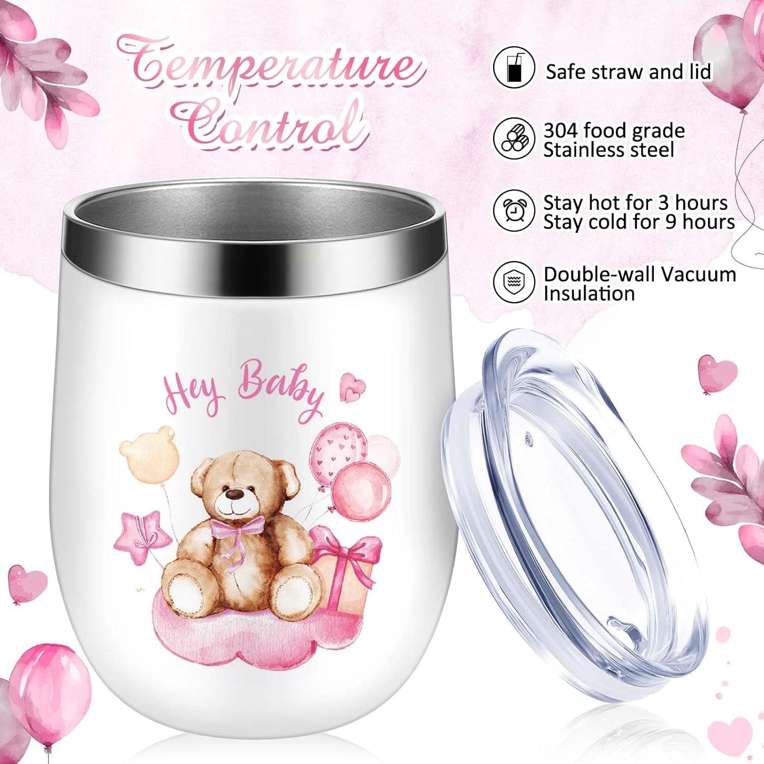 Hoolerry 6 Piece Baby Shower Prize Set with Tumblers Straws and Gift Items