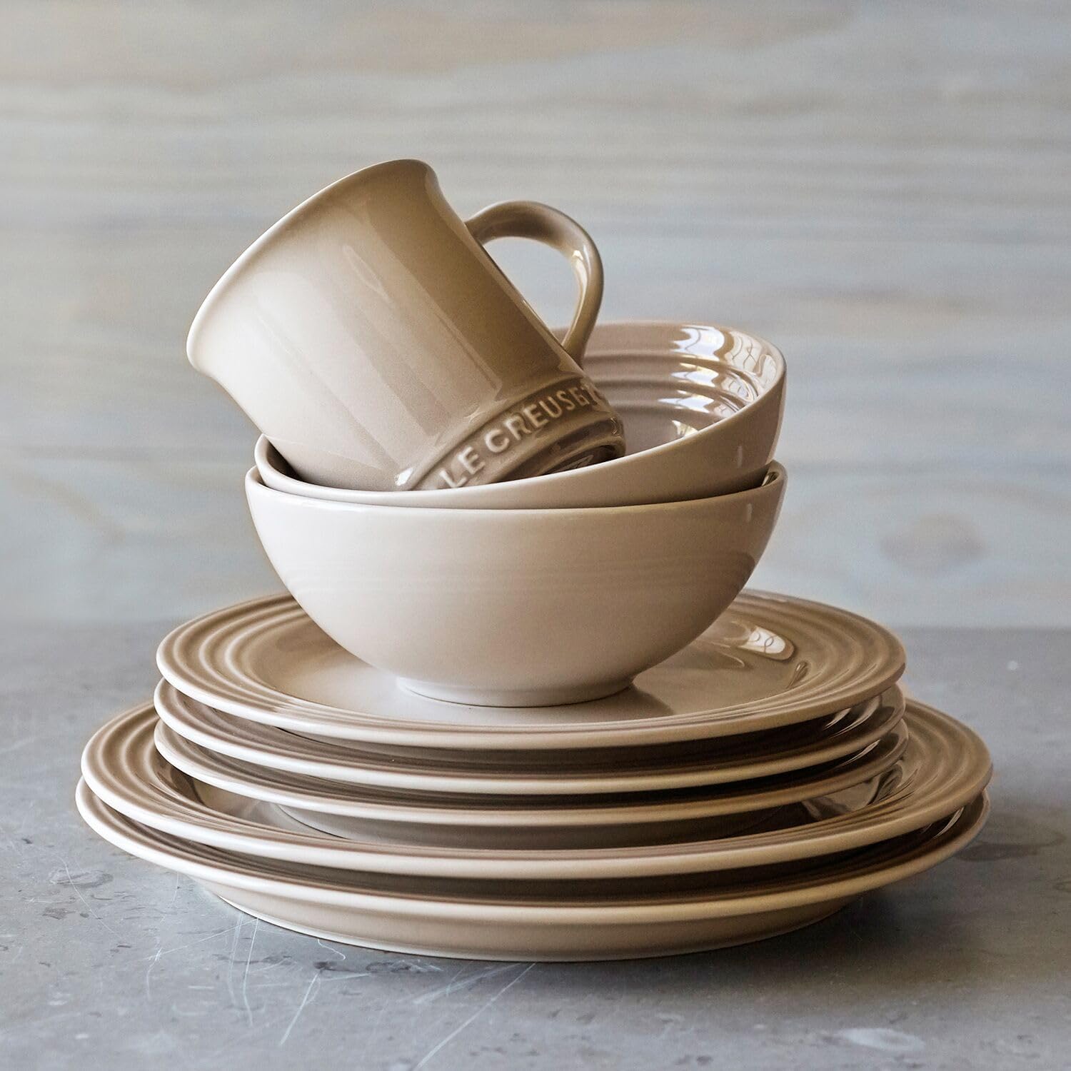 Le Creuset Stoneware Dinnerware Set 16 Piece Oyster