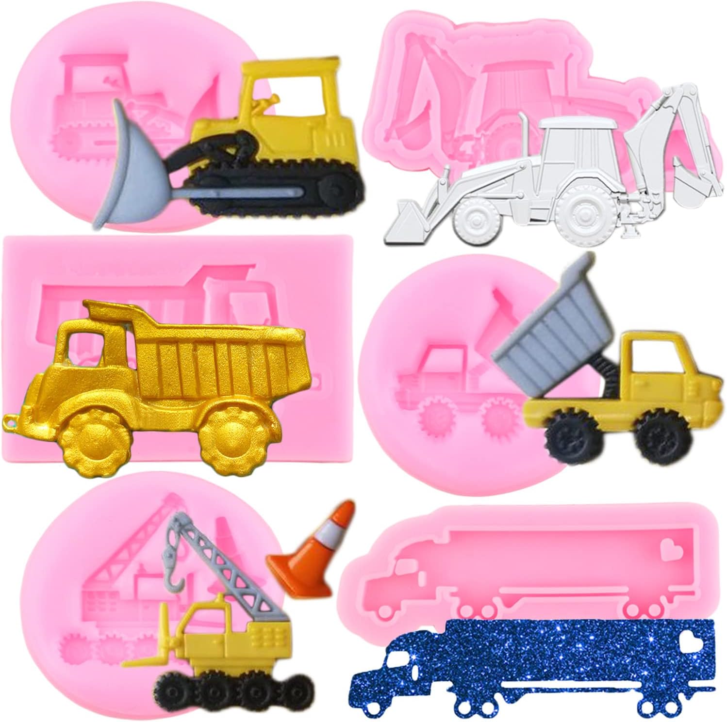 Construction Vehicle Silicone Fondant Molds Set Of 6