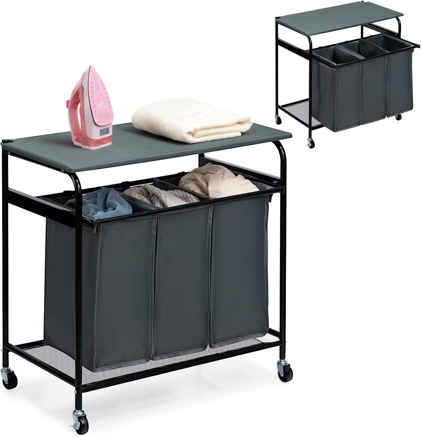 ALIMORDEN Laundry Sorter with Ironing Board and Folding Lid