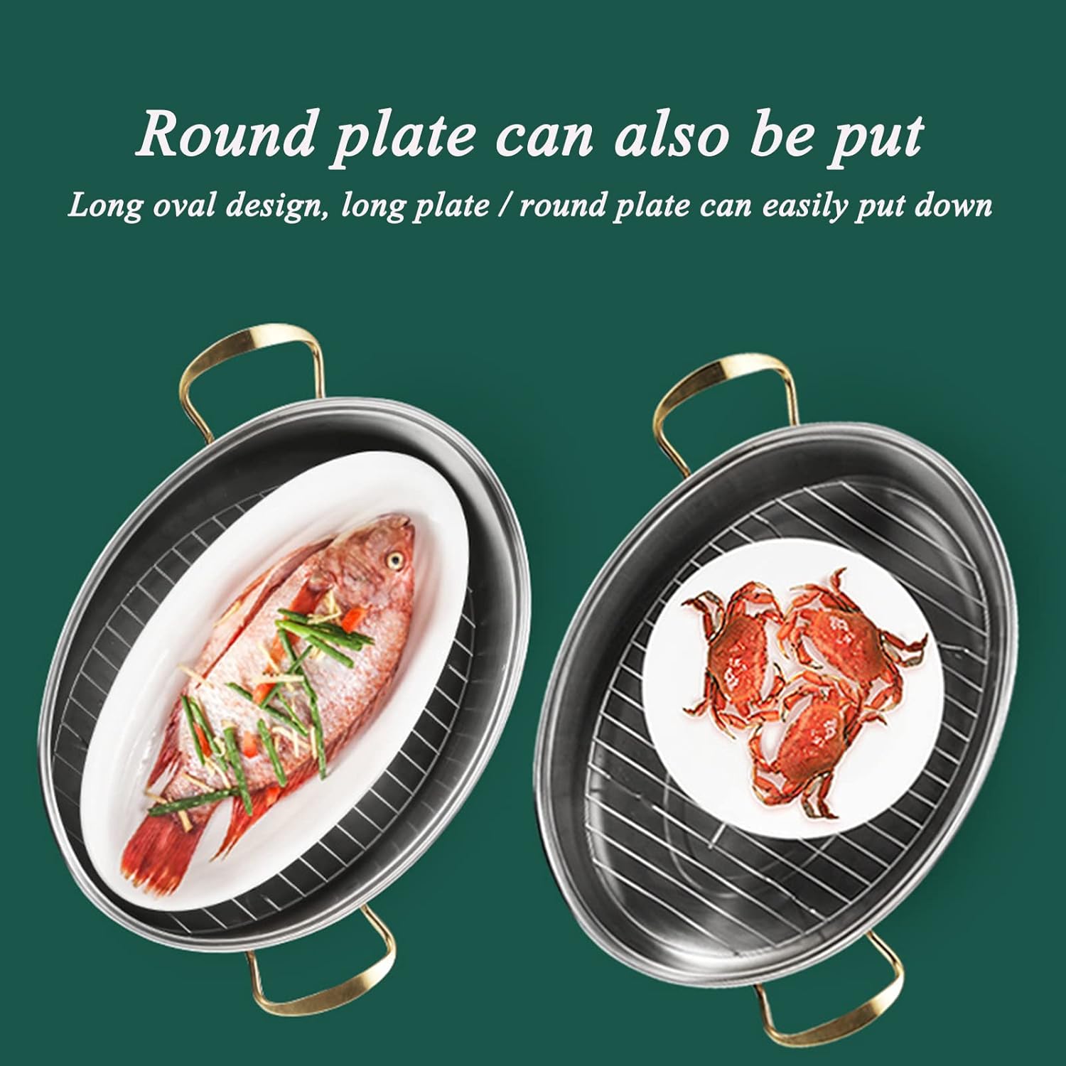 SVRITE Stainless Steel Fish Steamer Oval Pasta Pot Braiser